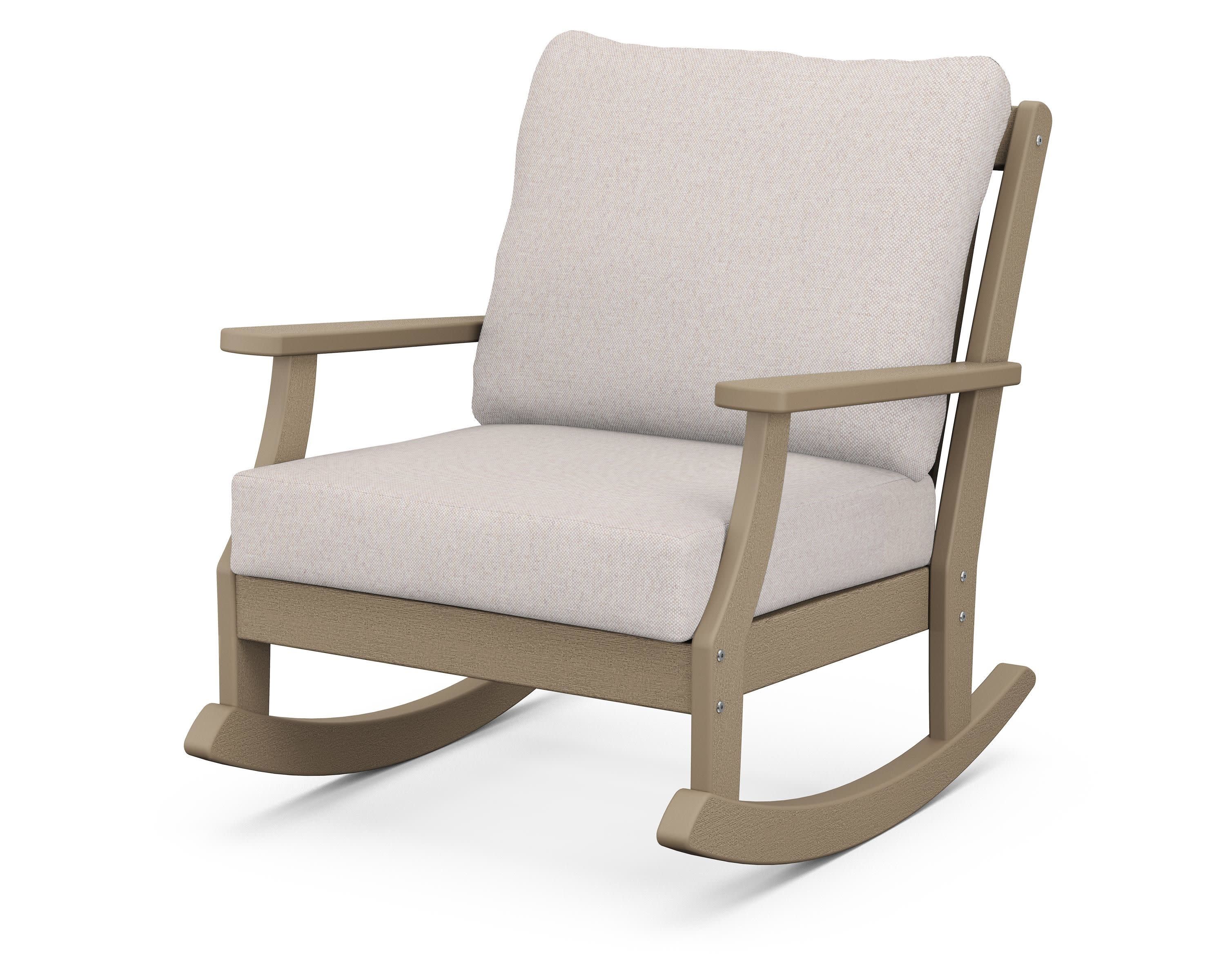 Braxton Deep Seating Rocking Chair in Vintage Sahara / Dune Burlap