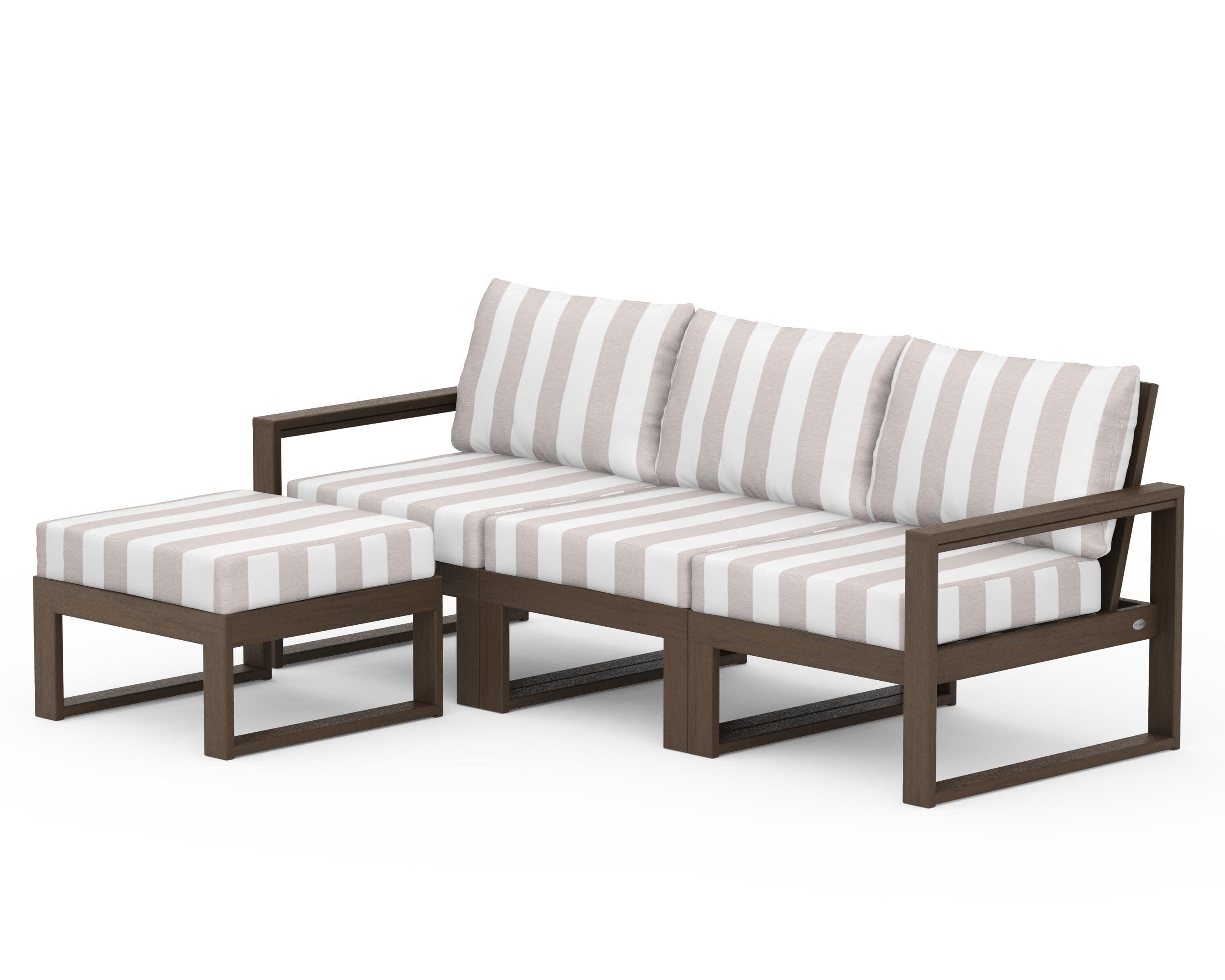 EDGE 4-Piece Modular Deep Seating Set with Ottoman in Kona / Cabana Stripe Dune Burlap