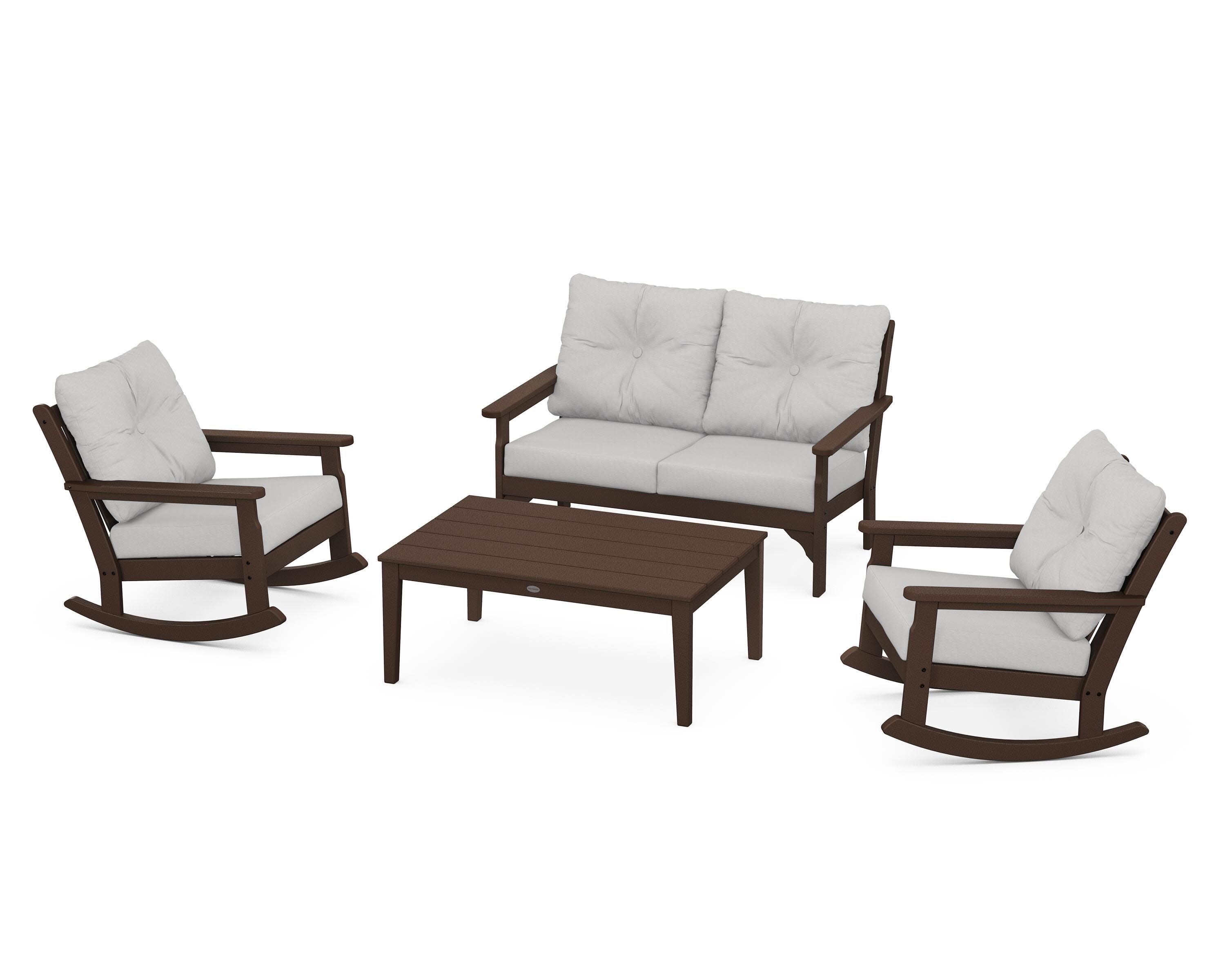 Vineyard 4-Piece Deep Seating Rocking Chair Set in Mahogany / Diamond in the Rough