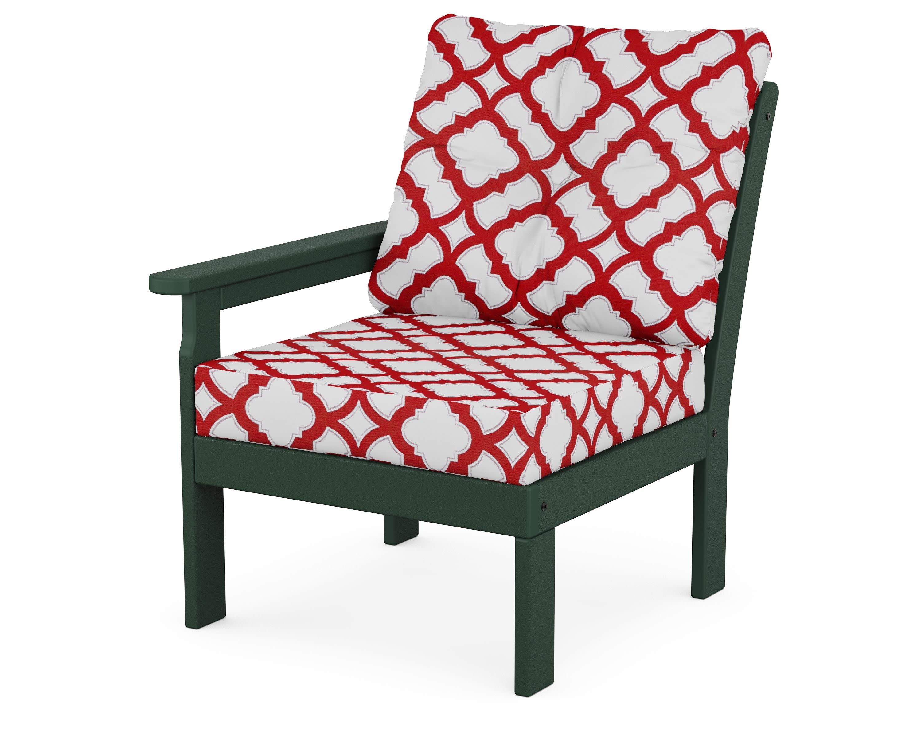 Vineyard Modular Left Arm Chair in Green / Trellis Crimson
