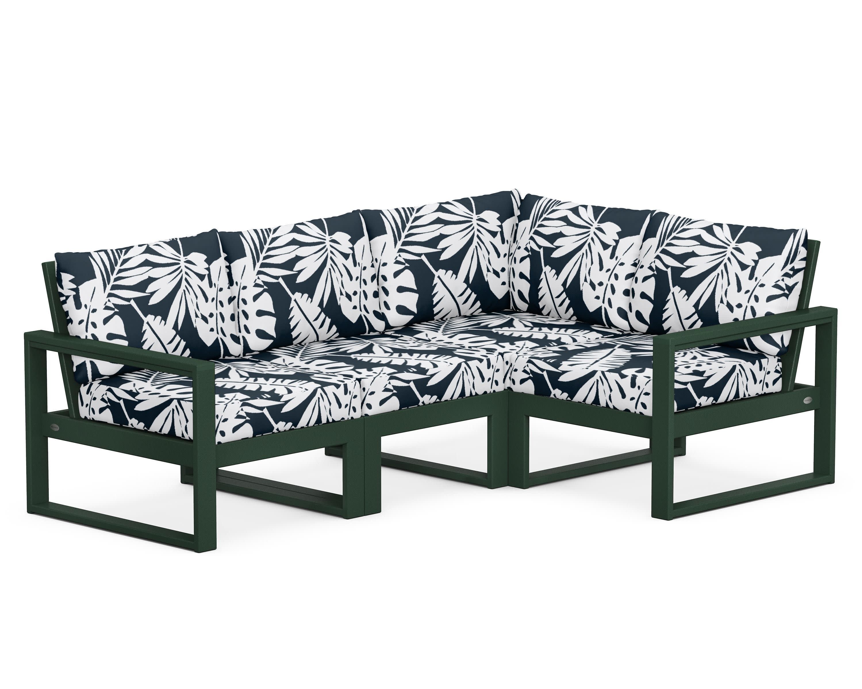 EDGE 4-Piece Modular Deep Seating Set in Green / Leaf Marine Indigo