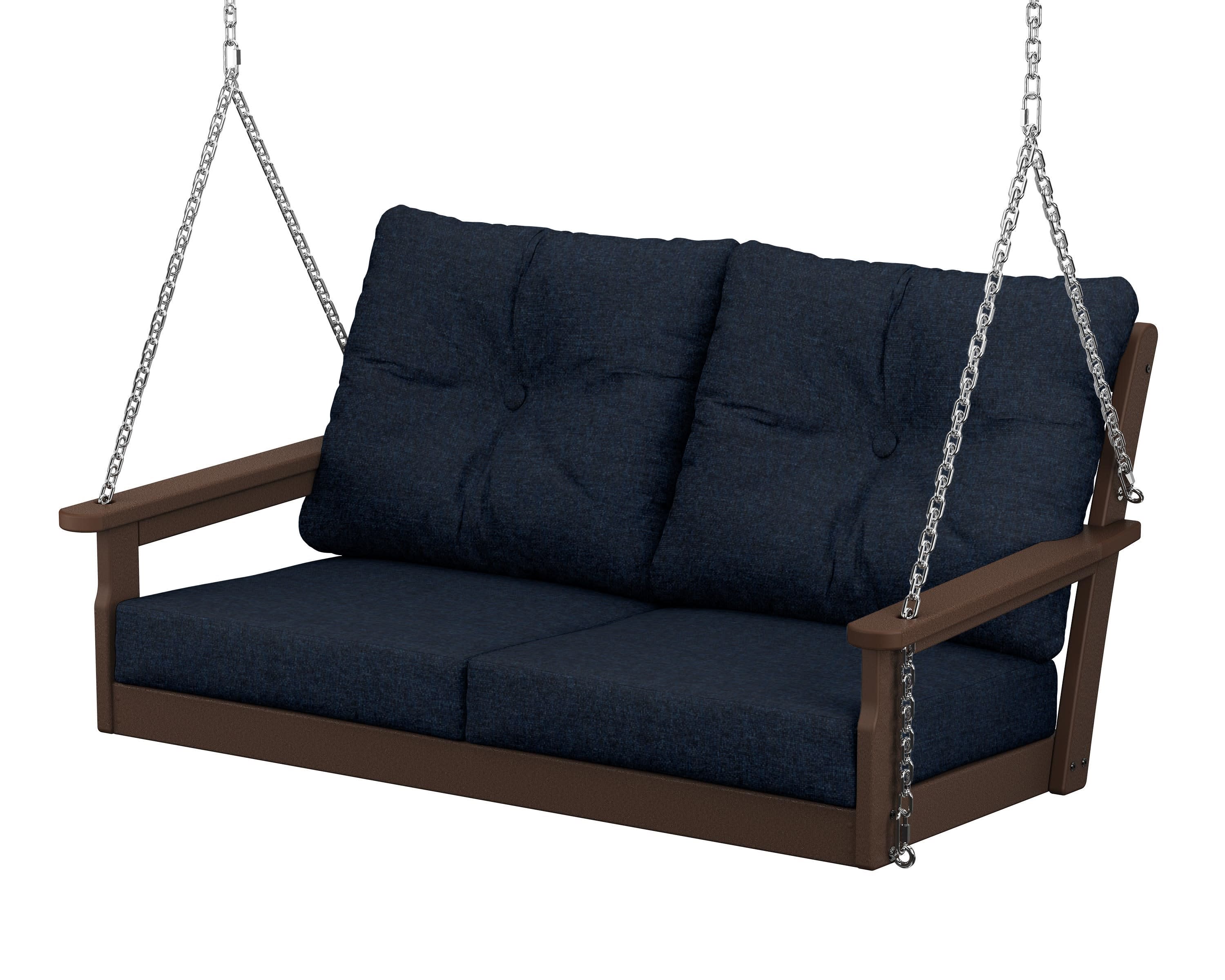 Vineyard Deep Seating Swing in Mahogany / Marine Indigo