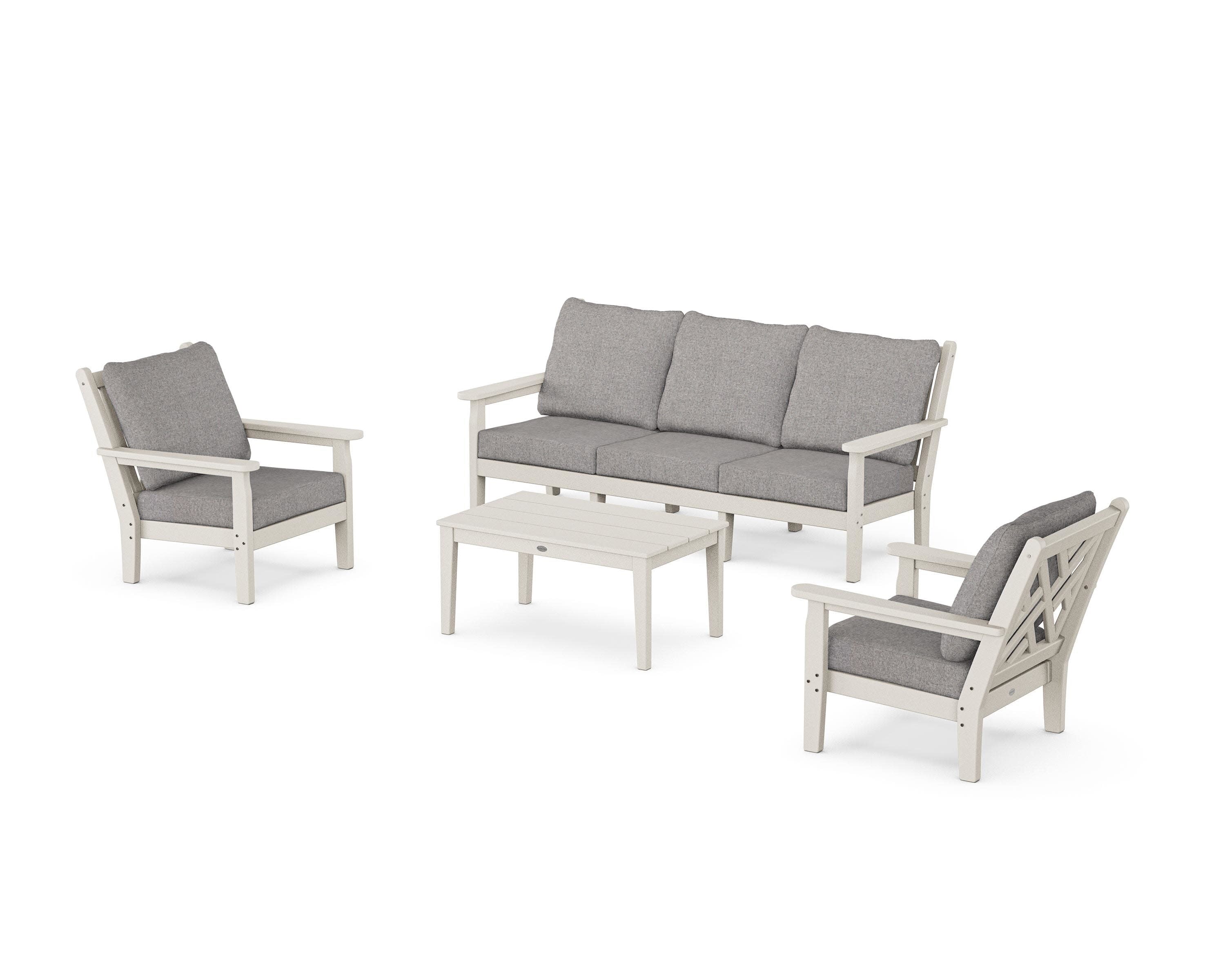 Chippendale 4-Piece Deep Seating Set with Sofa in Sand / Grey Mist