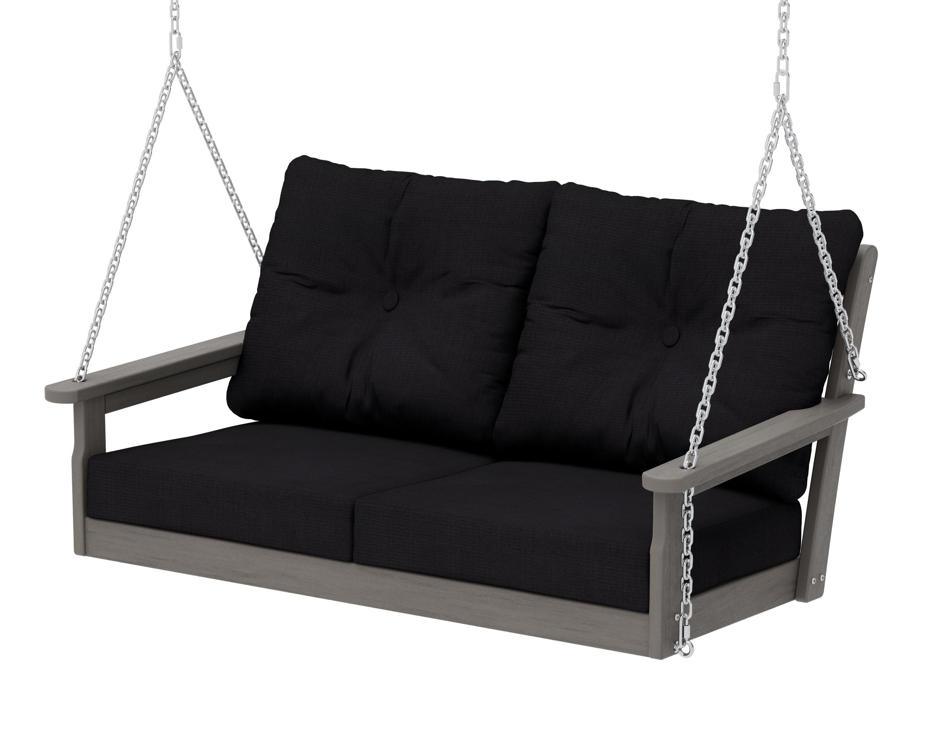 Vineyard Deep Seating Swing in Driftwood / Midnight Linen