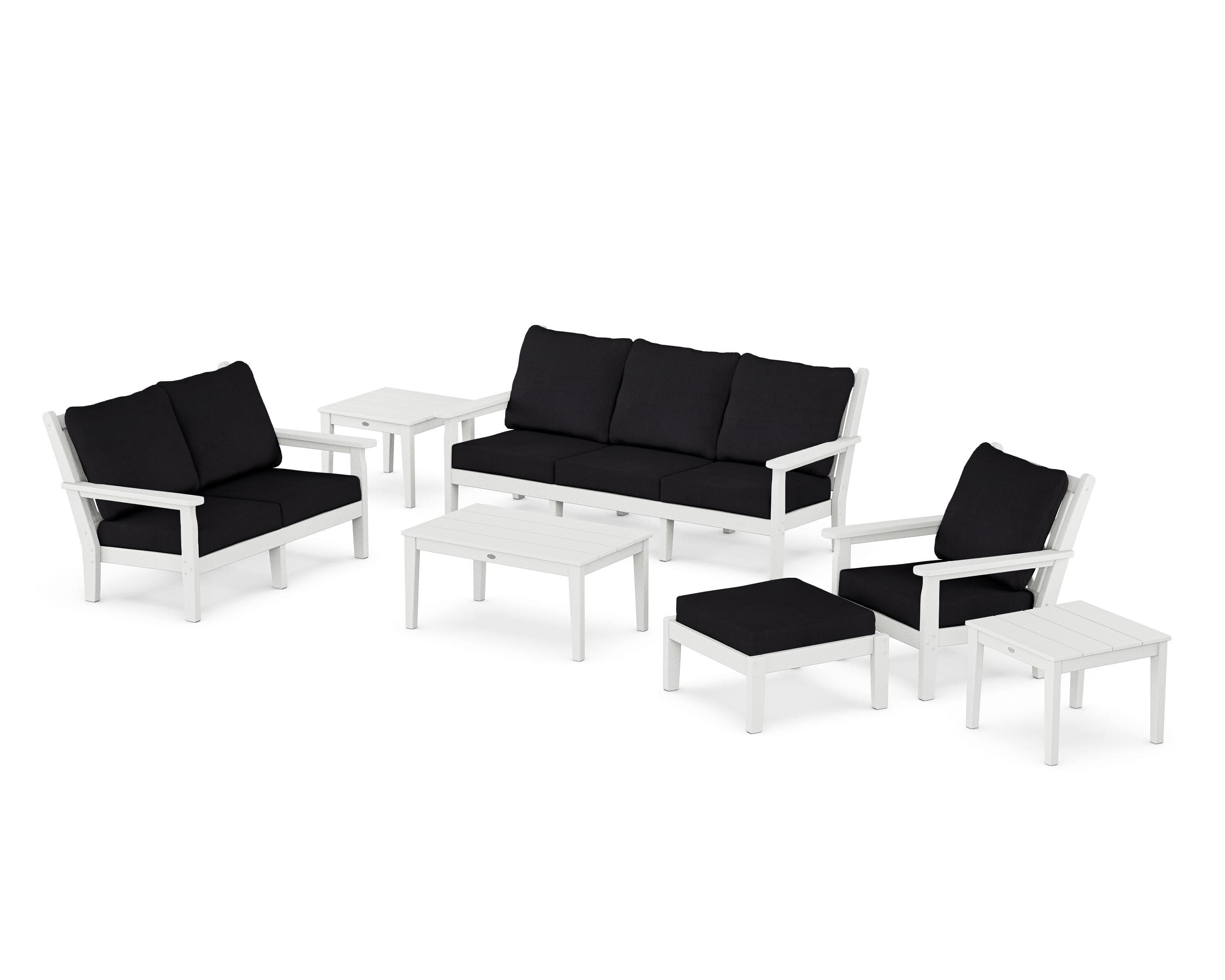 Chippendale 7-Piece Deep Seating Set in White / Midnight Linen