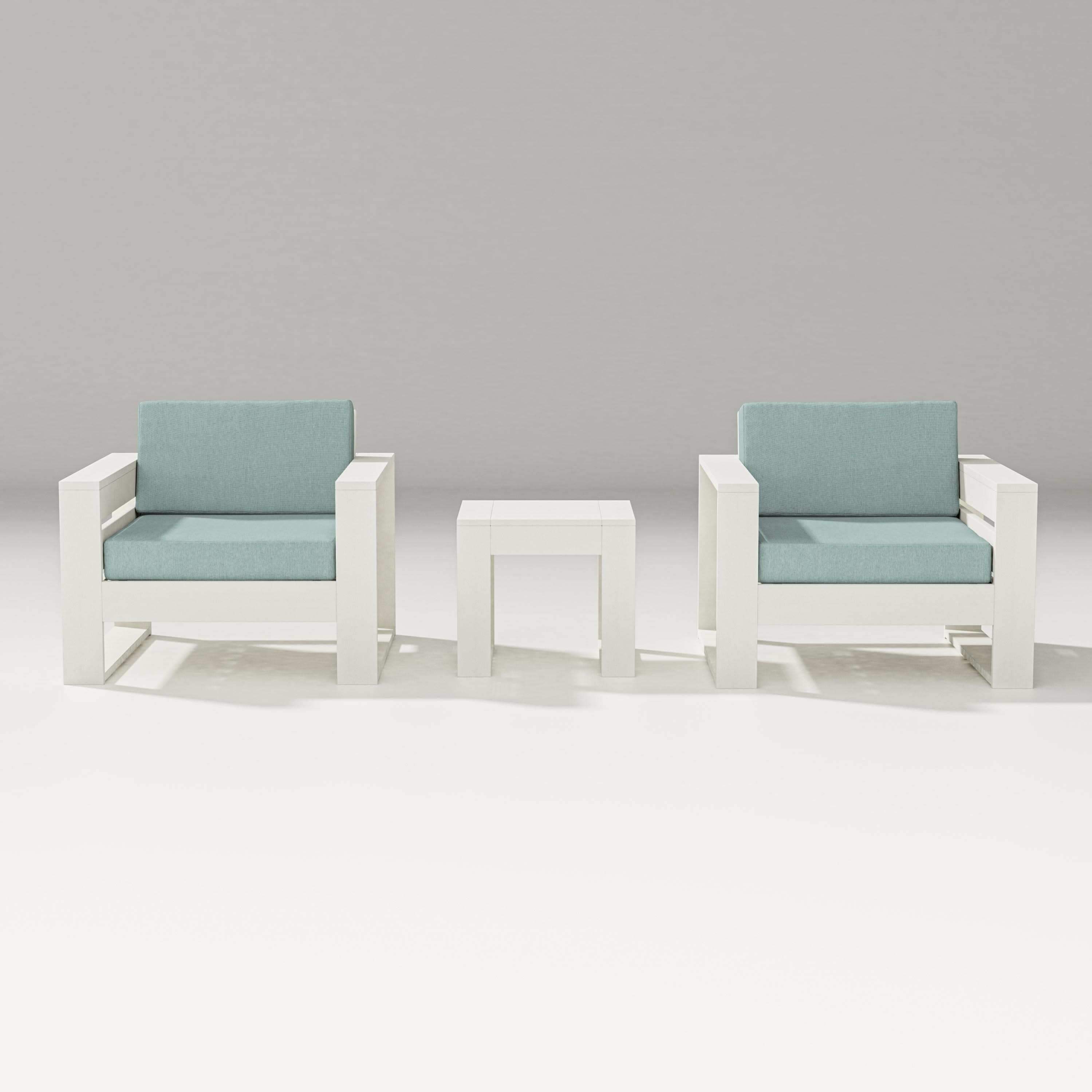 Latitude 3-Piece Lounge Chair Set in Vintage White / Glacier Spa