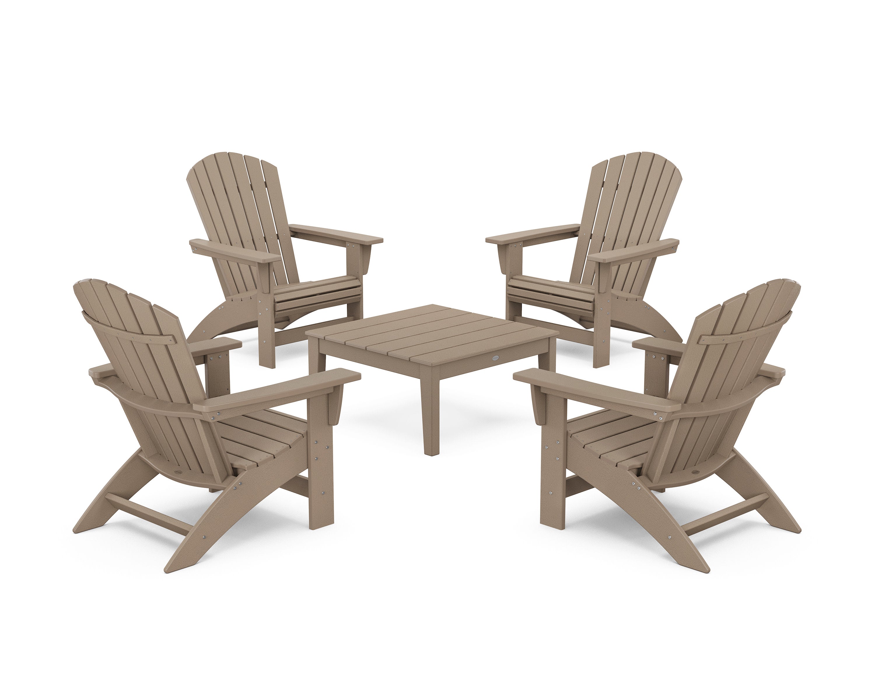 5-Piece Nautical Grand Adirondack Chair Conversation Group in Vintage Sahara