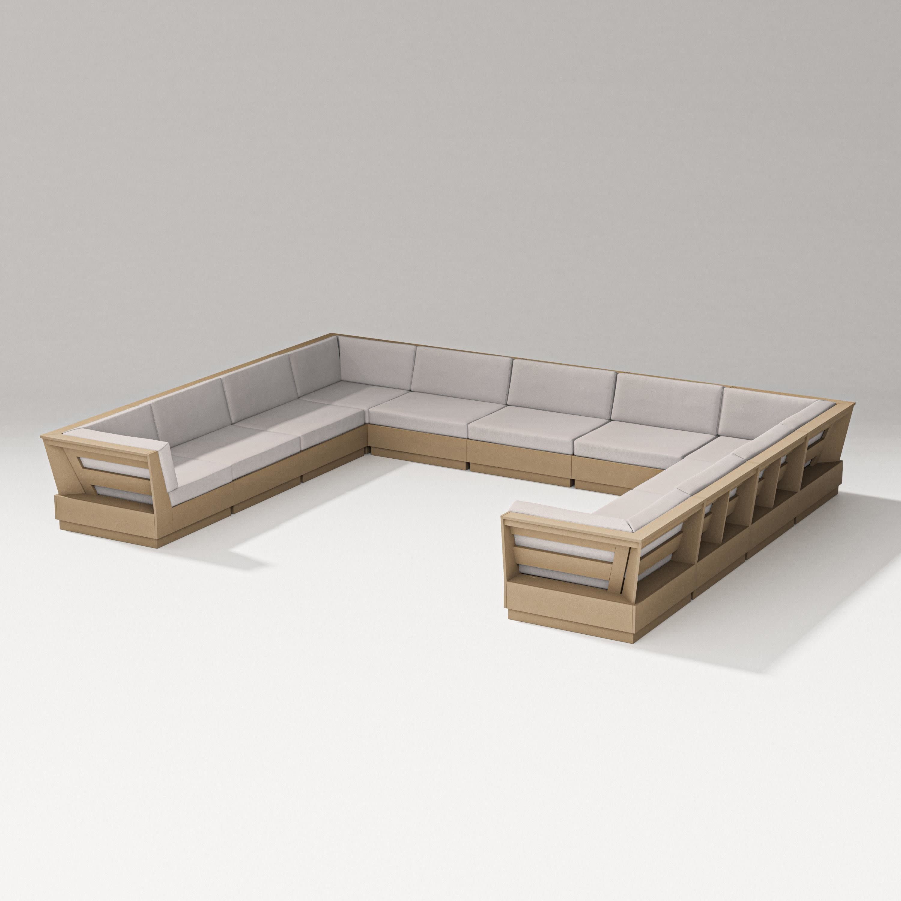 Elevate Large U-Shaped Sectional in Vintage Sahara / Dune Burlap