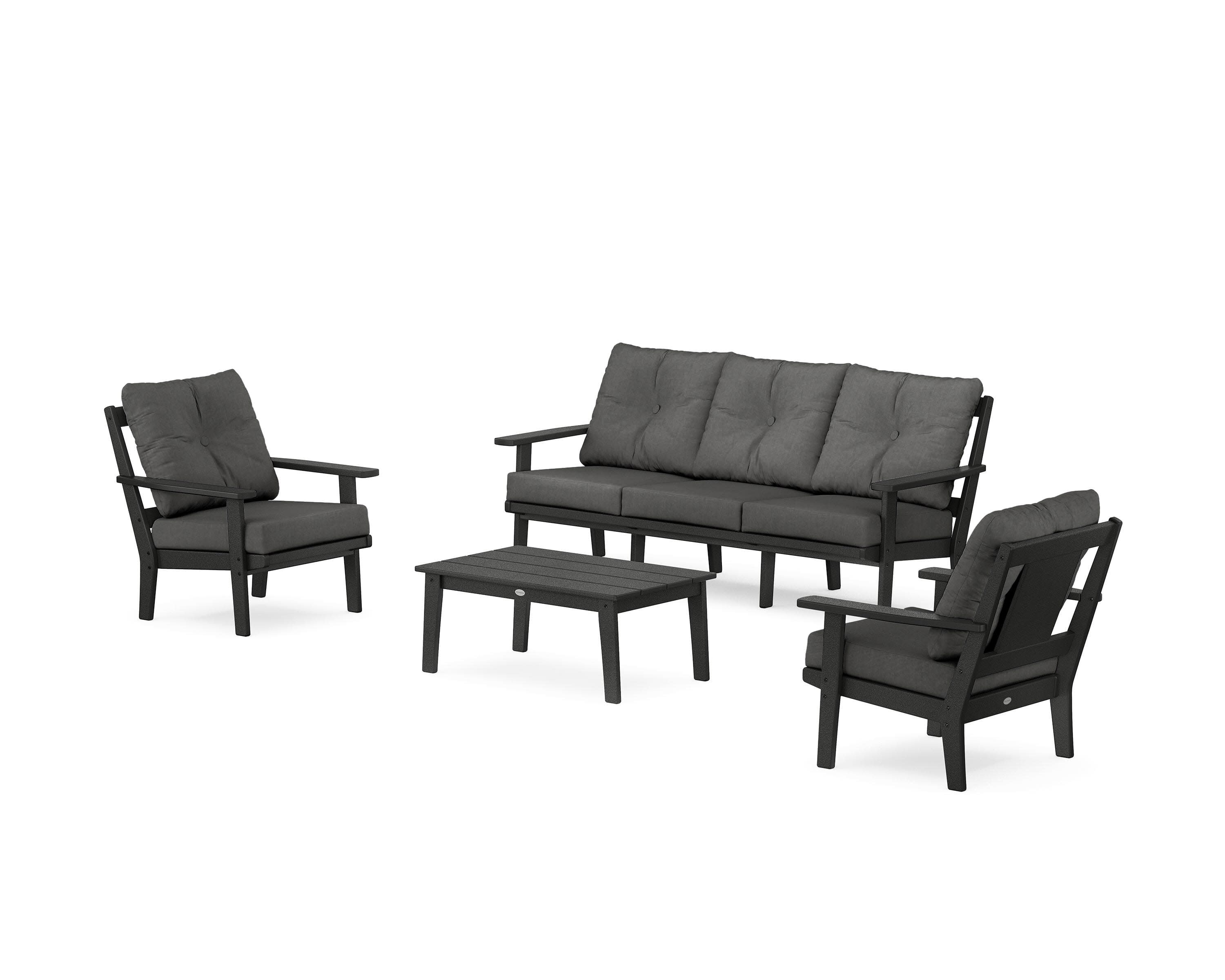 Prairie 4-Piece Deep Seating Set with Sofa in Black / Spectrum Carbon