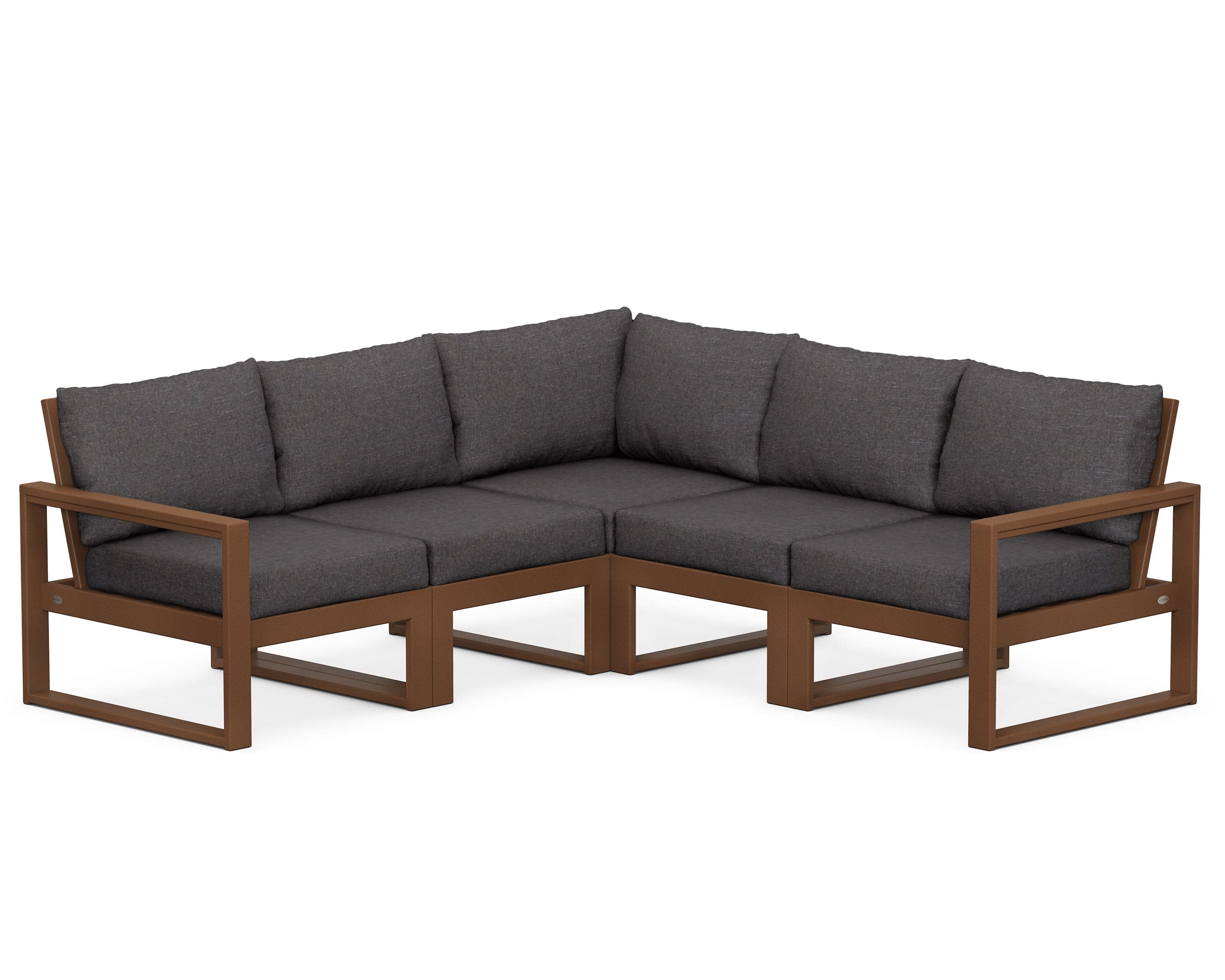 EDGE 5-Piece Modular Deep Seating Set in Teak / Ash Charcoal