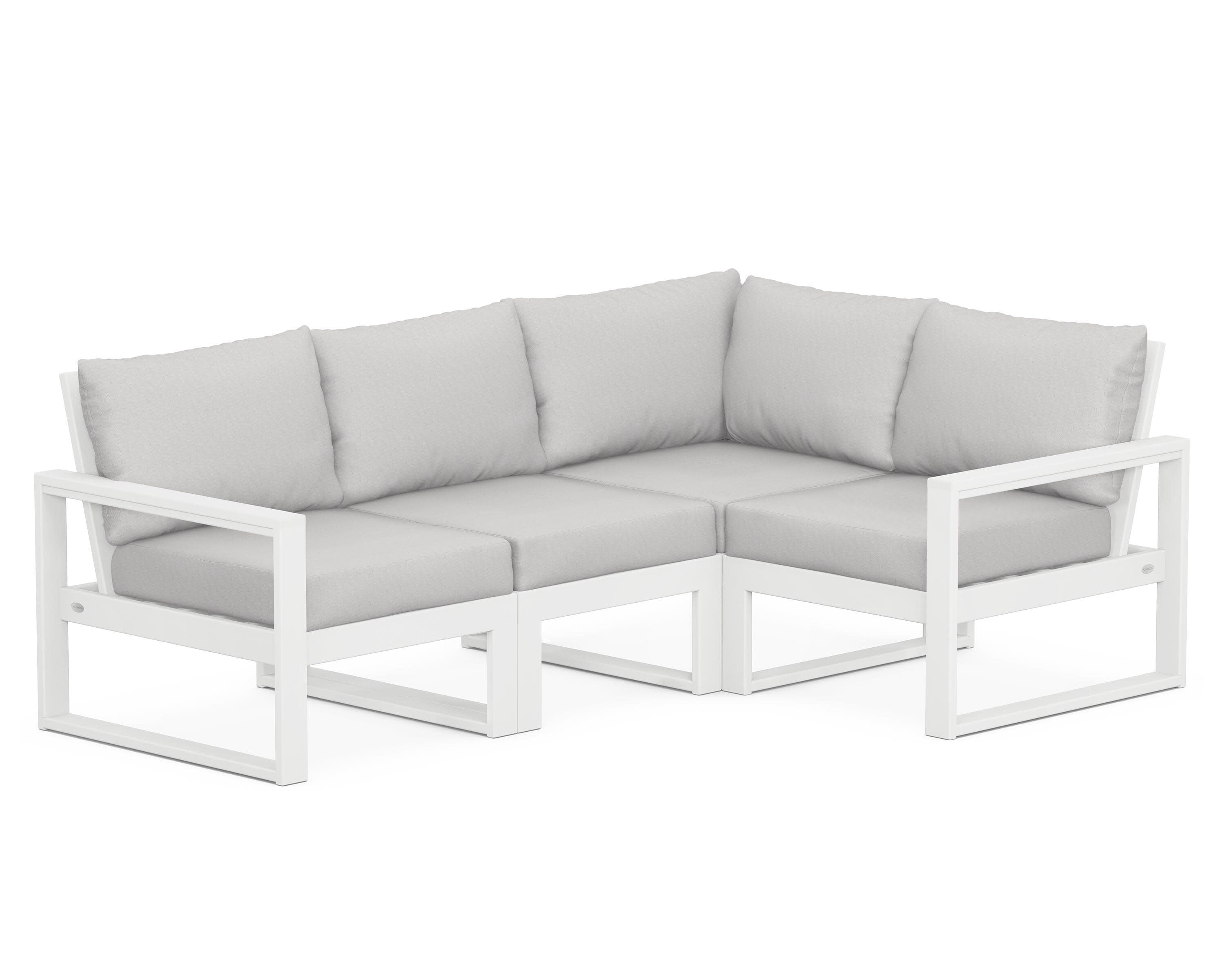 EDGE 4-Piece Modular Deep Seating Set in White / Diamond in the Rough