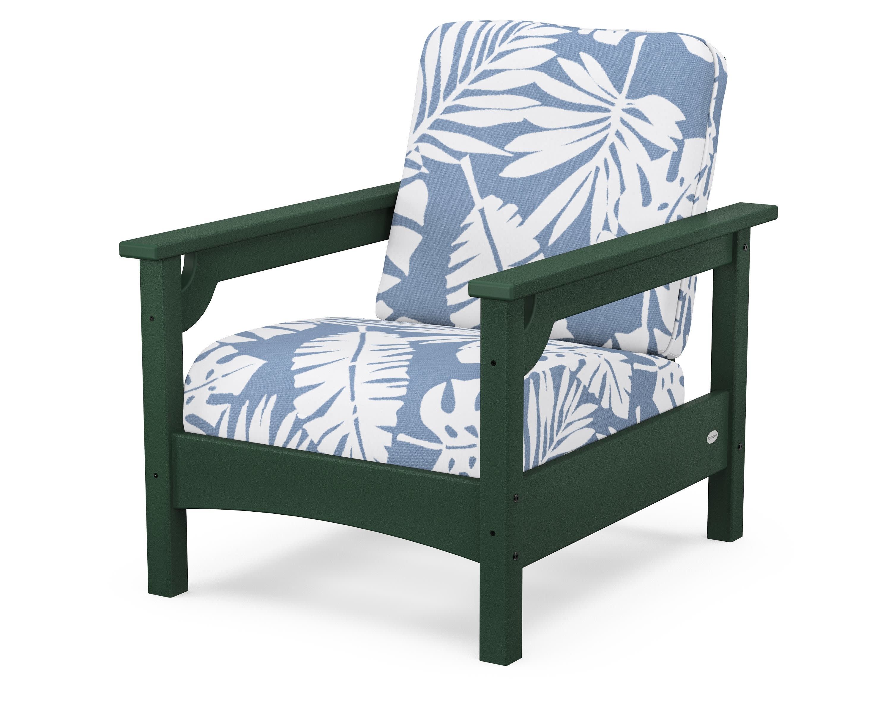 Club Chair in Green / Leaf Sky Blue