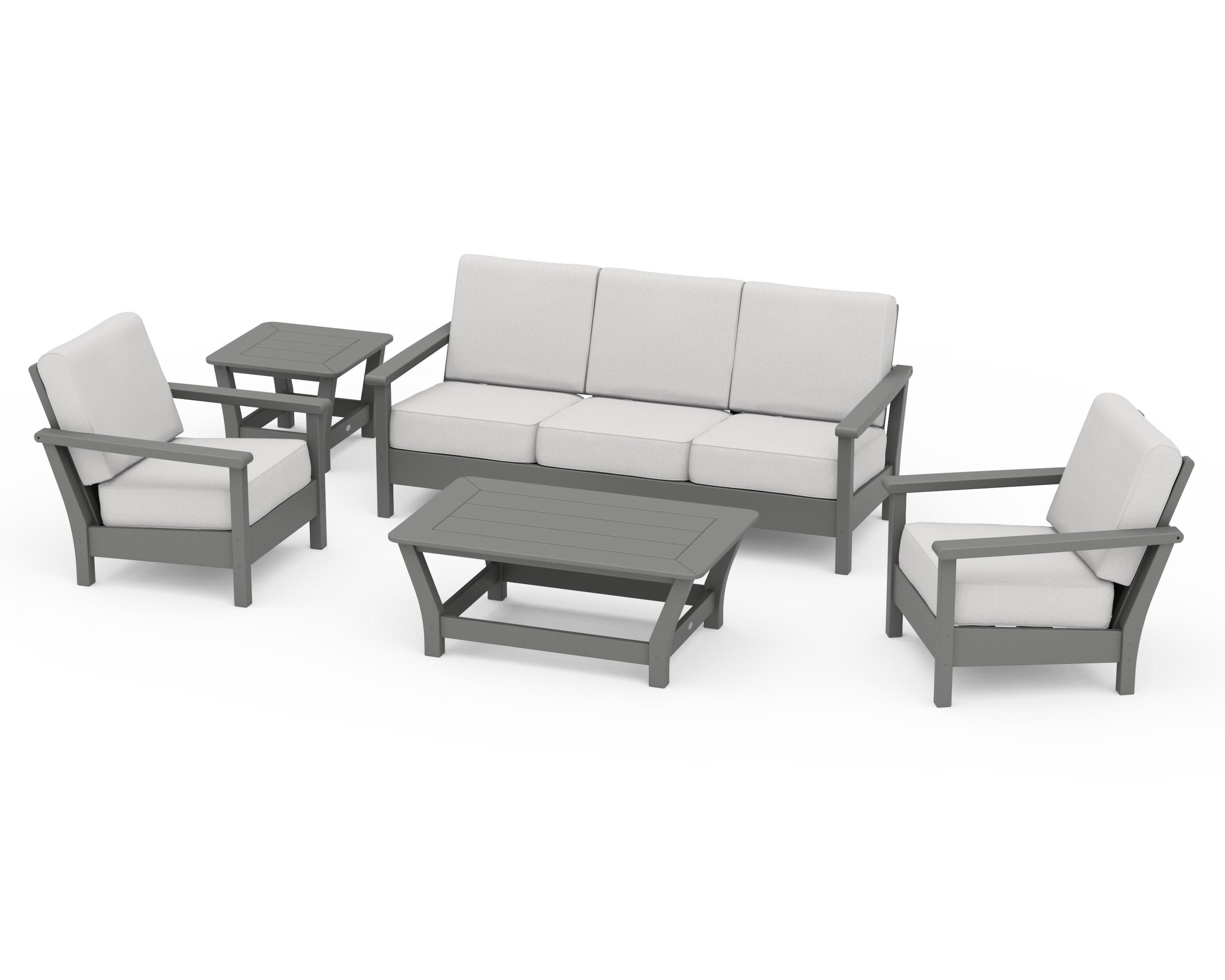 Harbour 5-Piece Deep Seating Set in Slate Grey / Diamond in the Rough