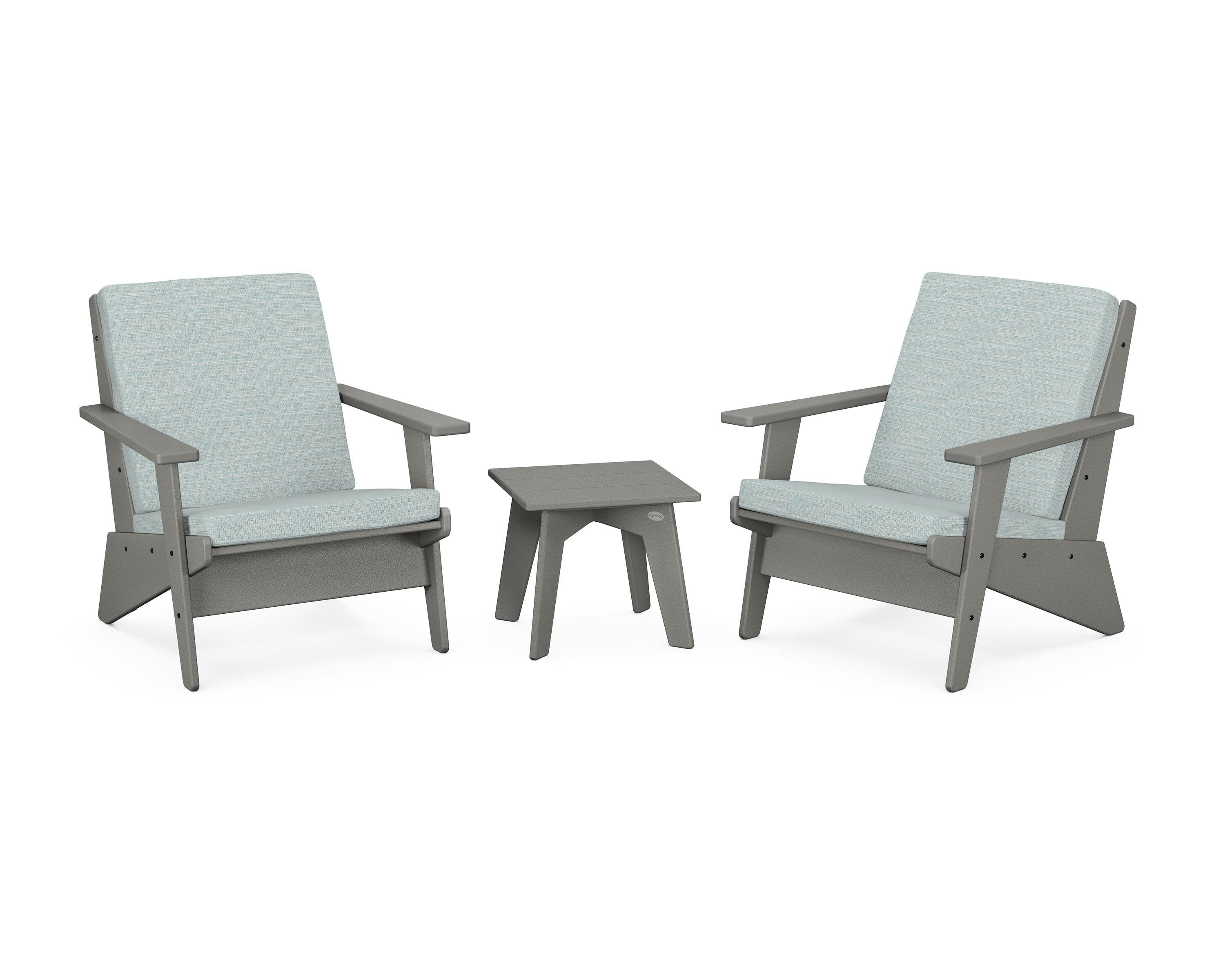 Riviera Modern Lounge 3-Piece Set in Slate Grey / Soothe Mist