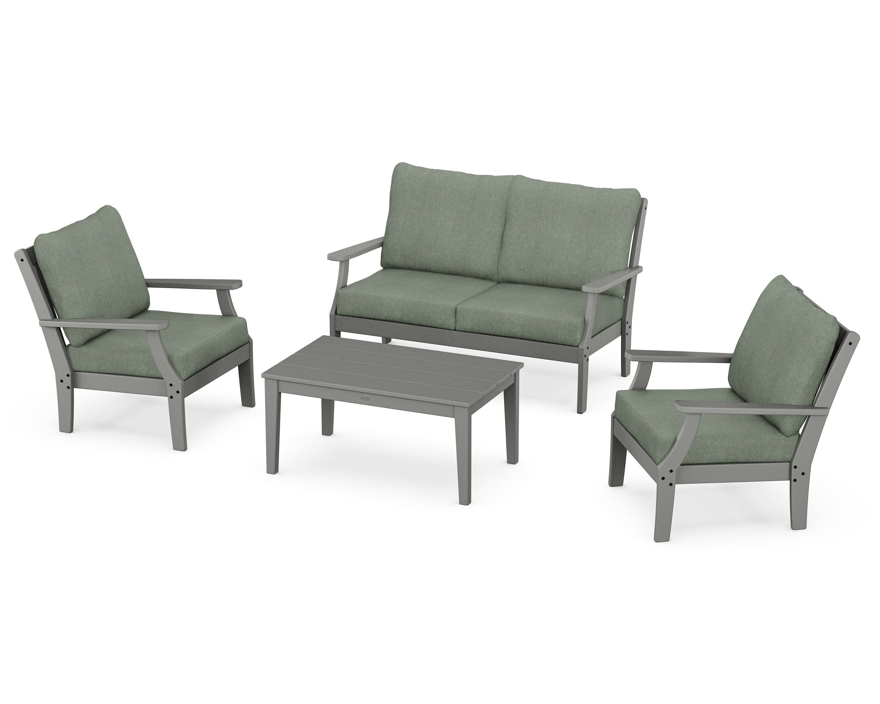 Braxton 4-Piece Deep Seating Chair Set in Slate Grey / Cast Sage