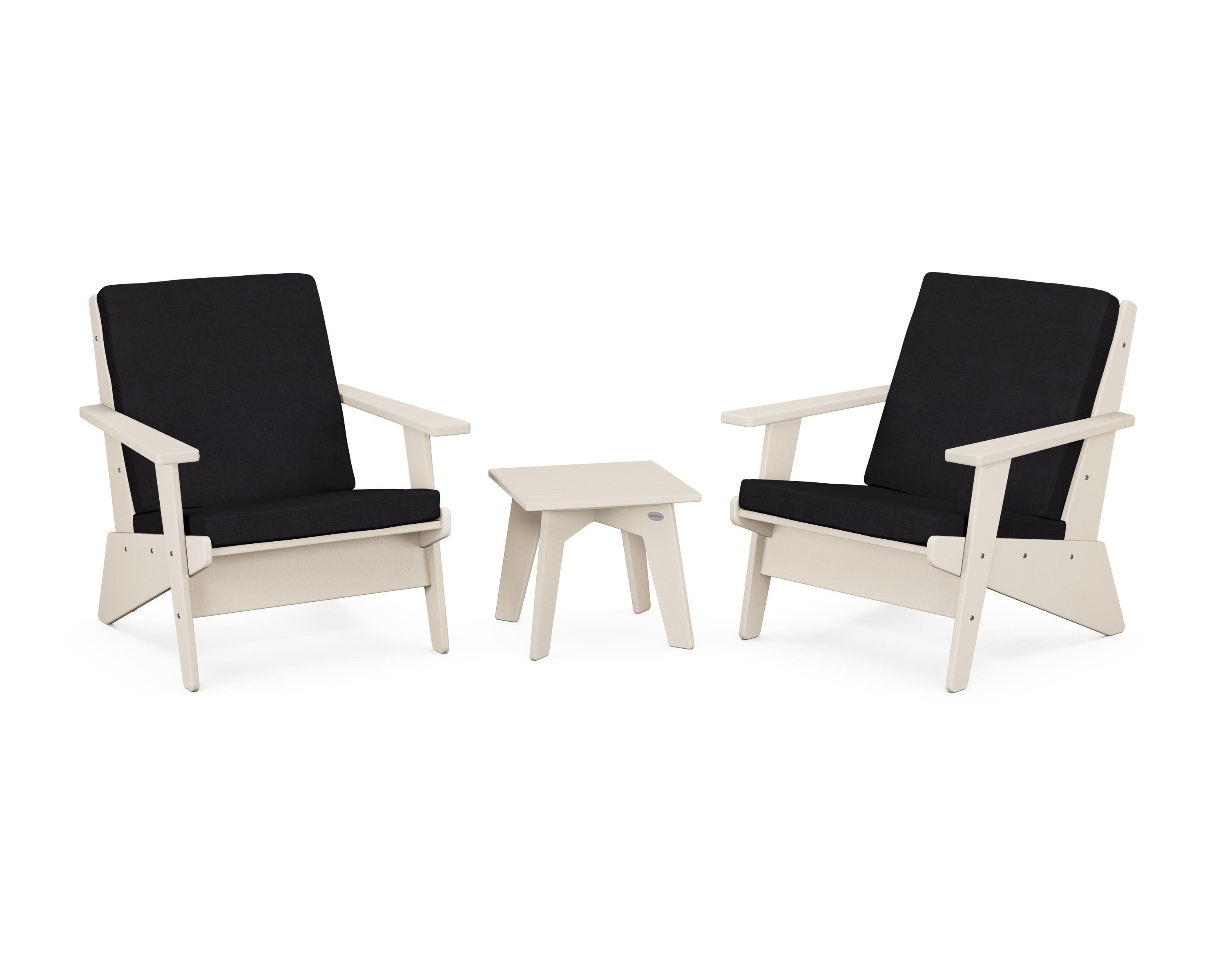 Riviera Modern Lounge 3-Piece Set in Sand / Midnight Linen