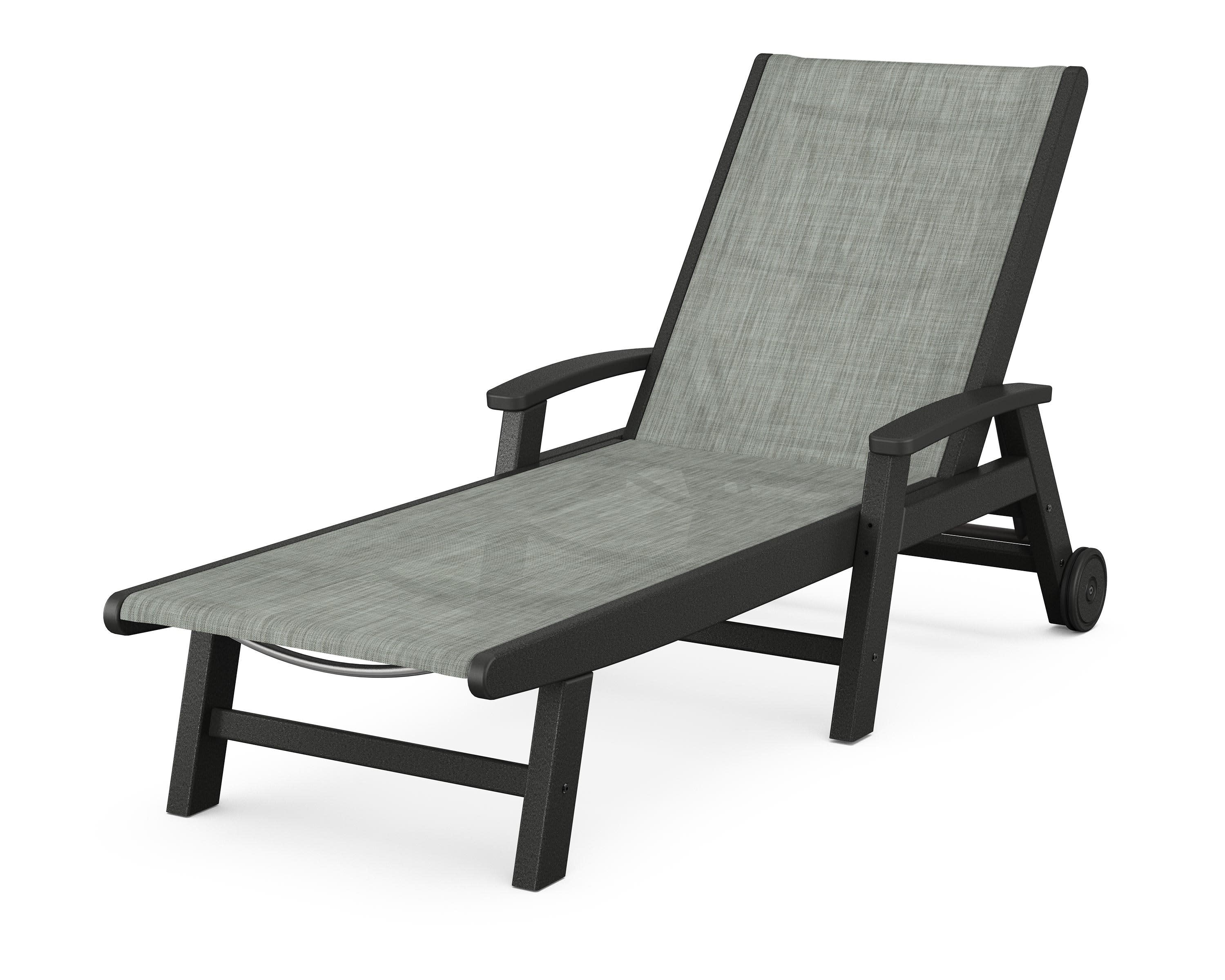 Coastal Chaise with Wheels in Black / Birch Sling