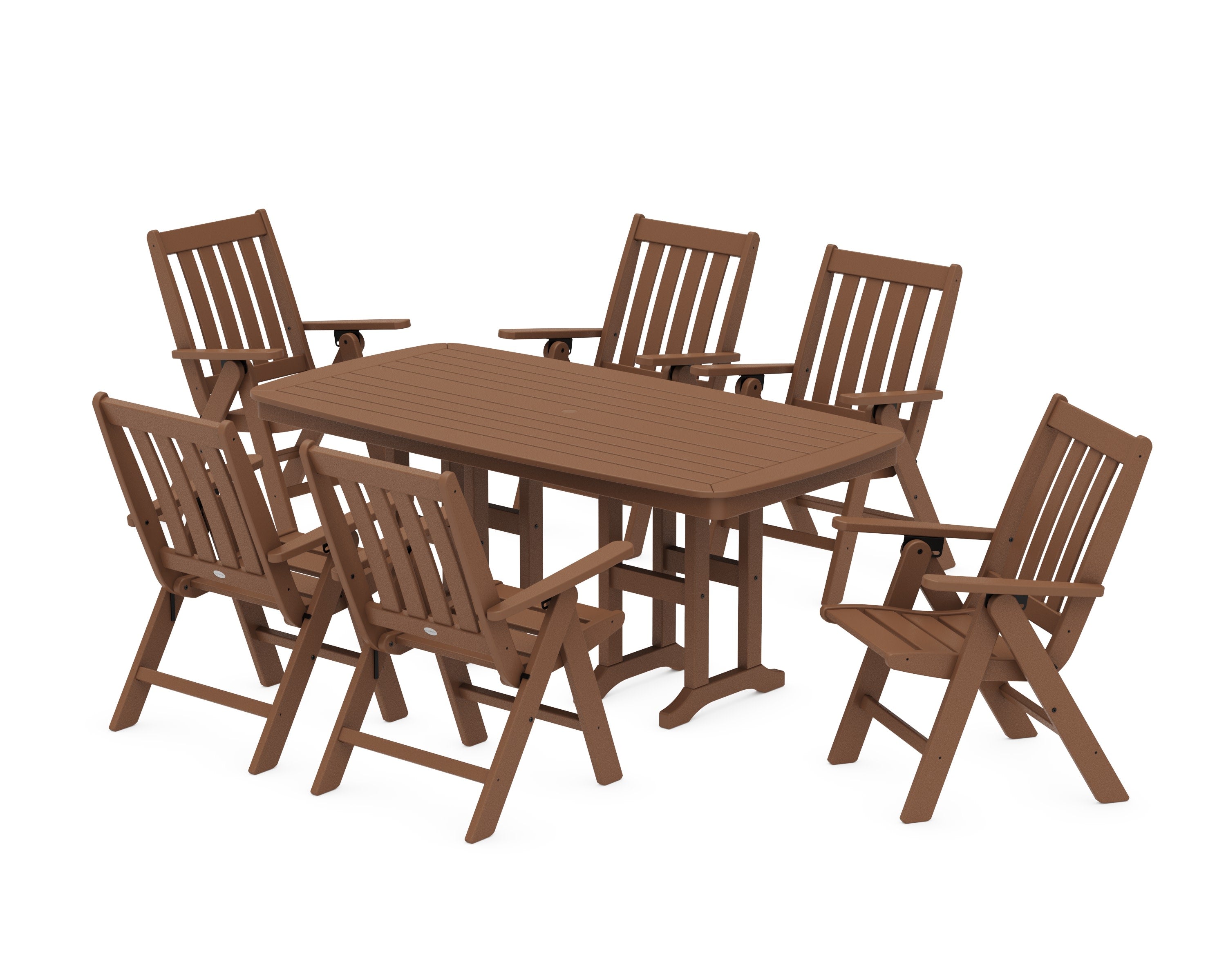 Vineyard Folding Chair 7-Piece Dining Set in Teak