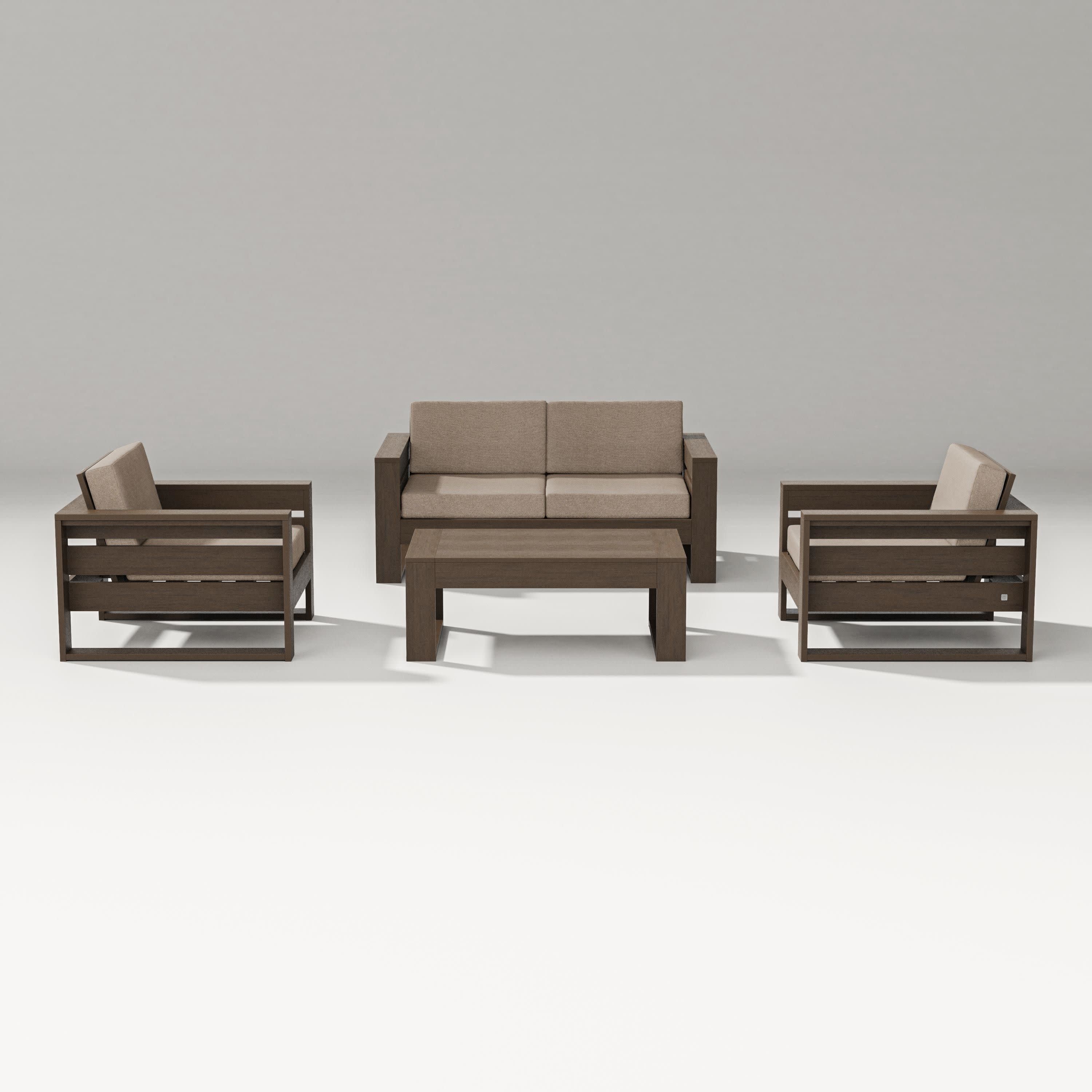 Latitude 4-Piece Lounge Loveseat Set in Kona / Spiced Burlap