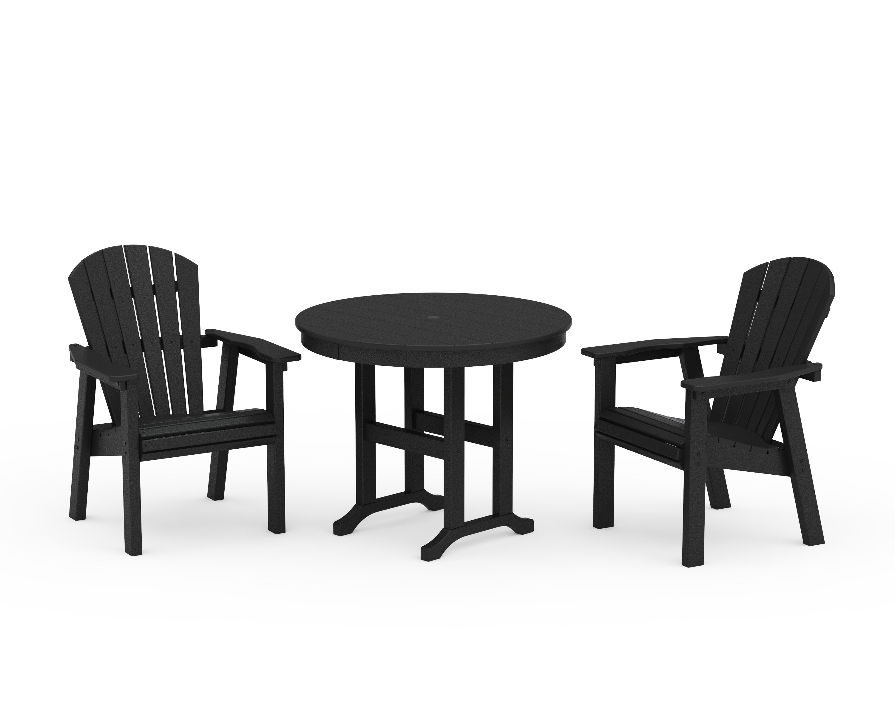 Seashell 3-Piece Round Farmhouse Dining Set in Black