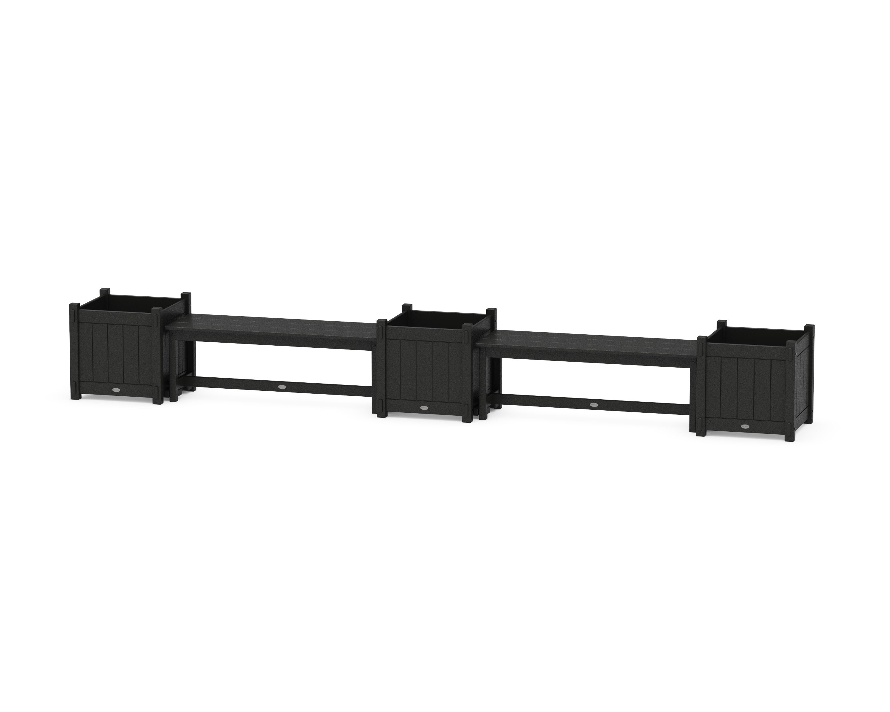 48" Vineyard Straight Double Planter Bench Set - Large in Black