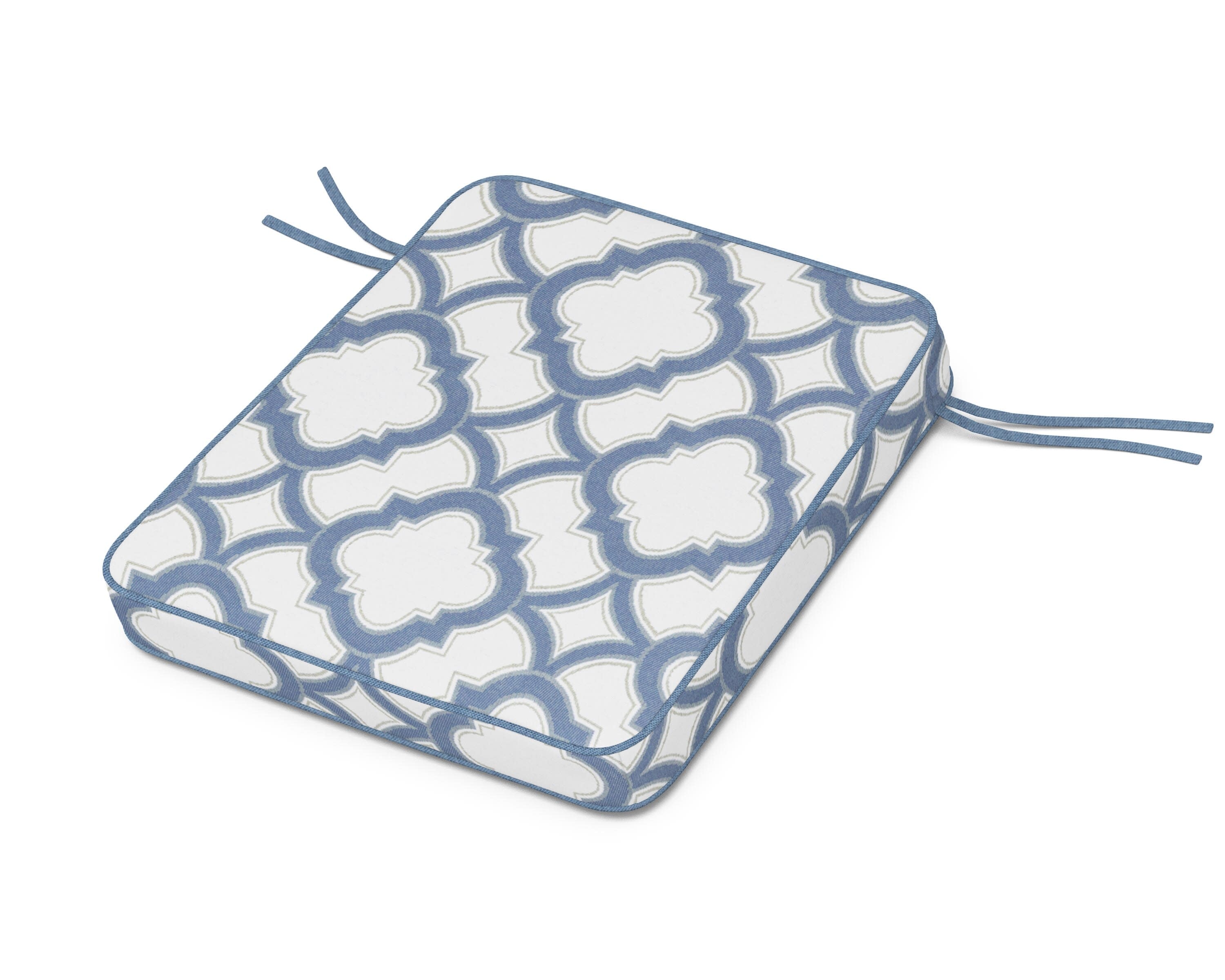 Chinoiserie Rocker Seat Cushion in Trellis Sky Blue