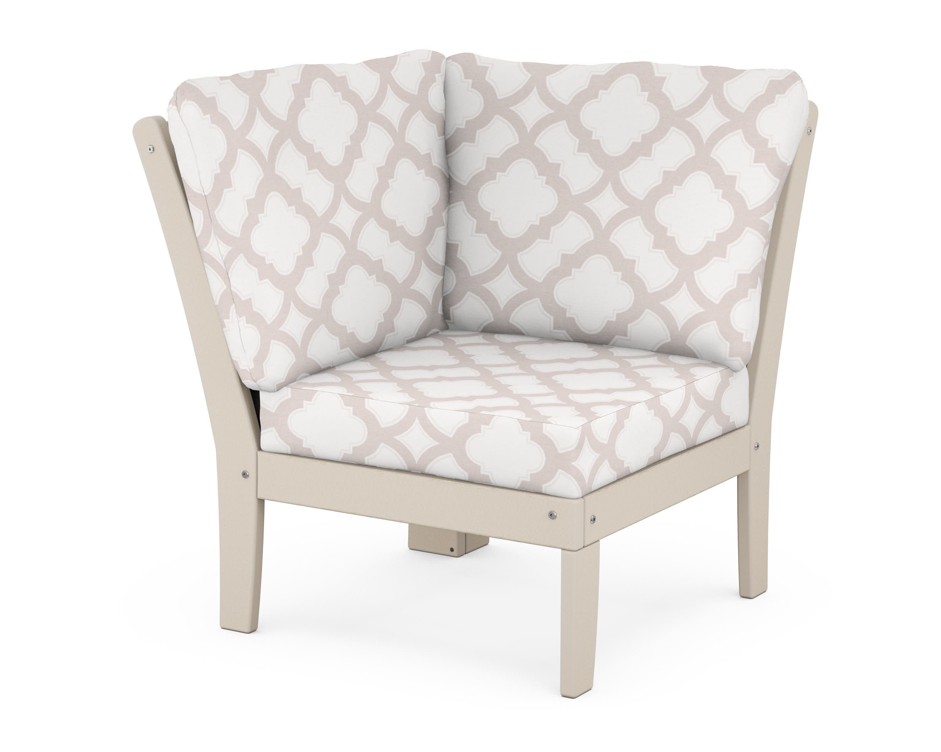 Braxton Modular Corner Chair in Sand / Trellis Dune Burlap