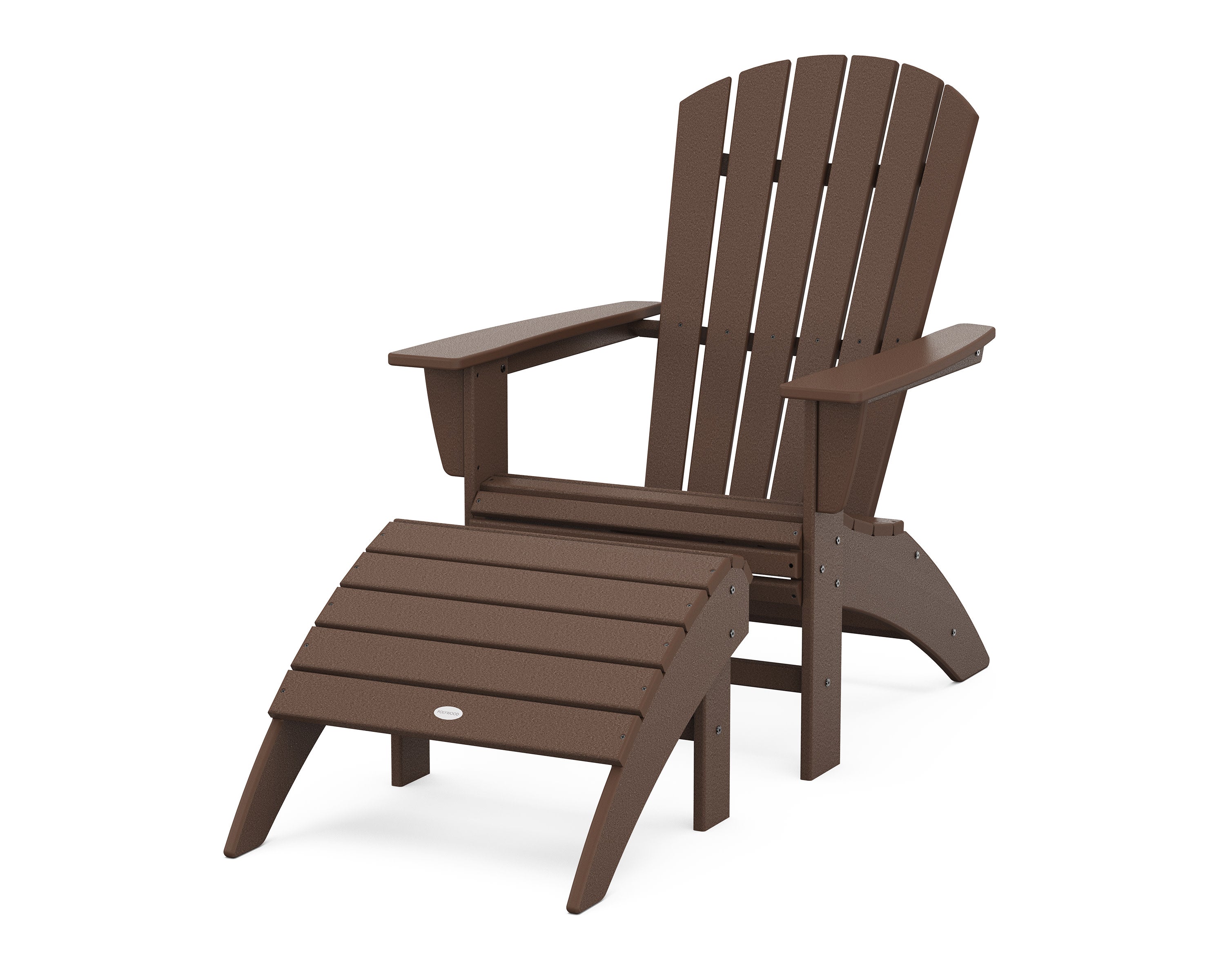 Nautical Curveback Adirondack Chair 2-Piece Set with Ottoman in Mahogany