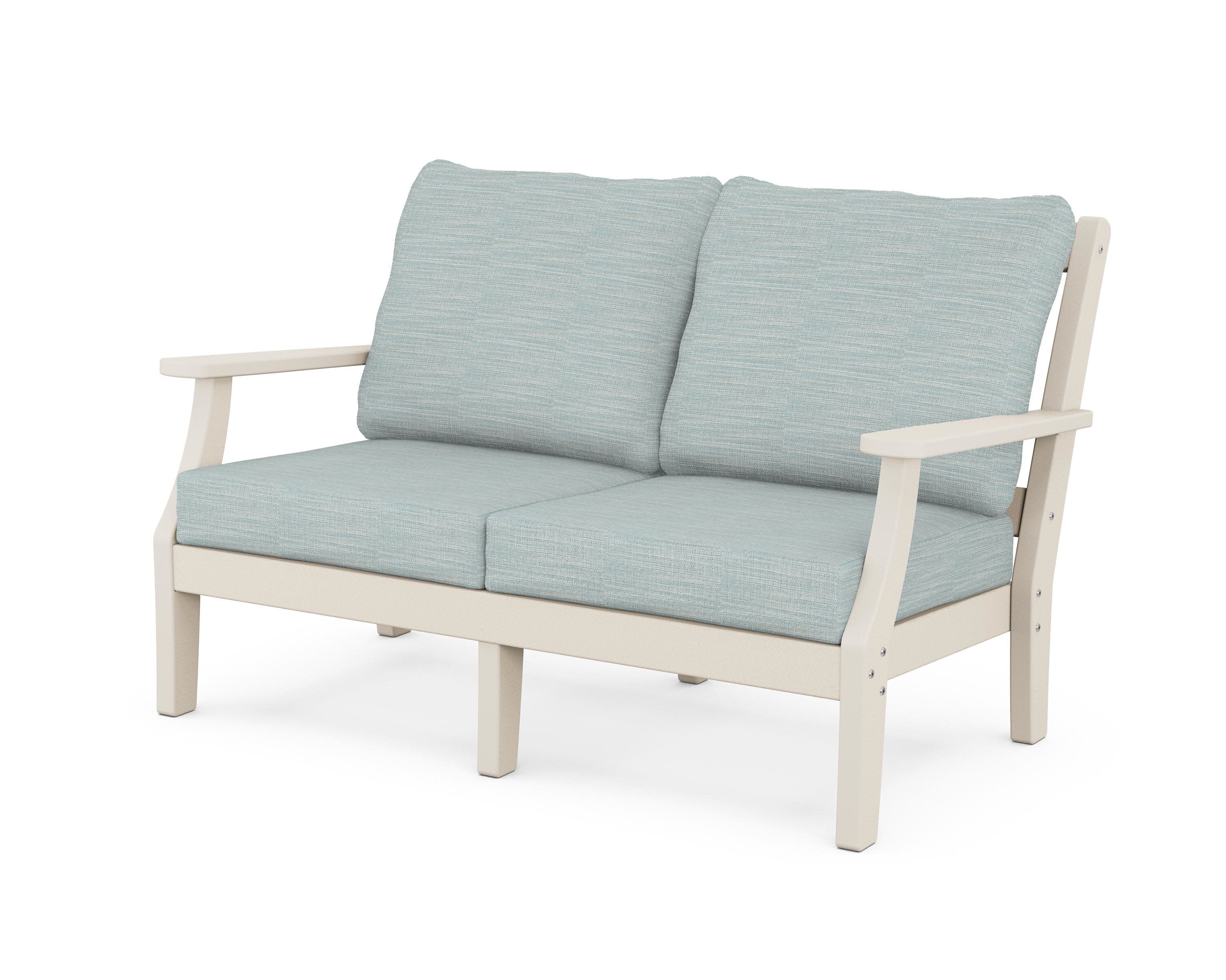 Chinoiserie Deep Seating Loveseat in Sand / Soothe Mist