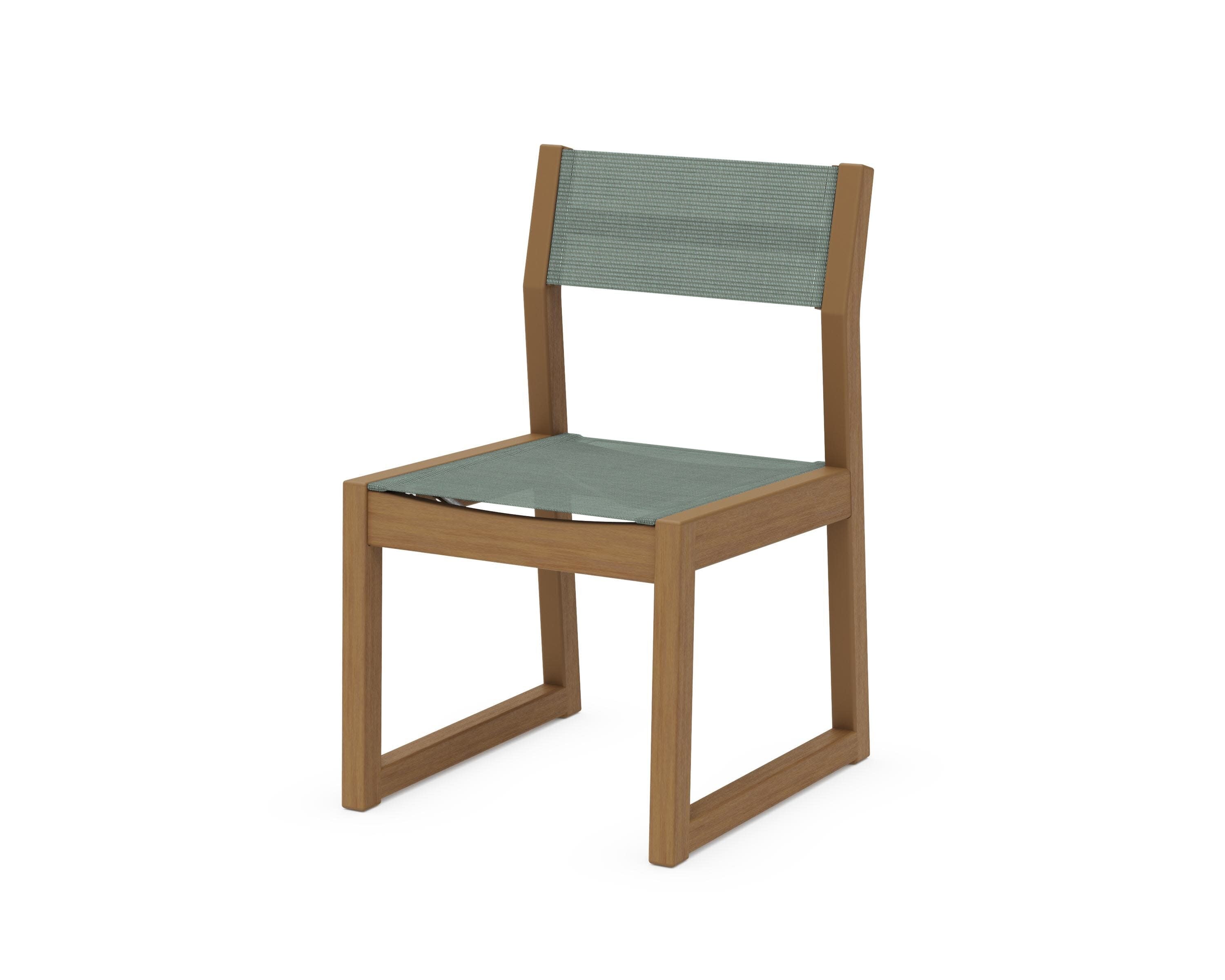 EDGE Sling Dining Side Chair in Natural / Dupioni Sea Mist Sling