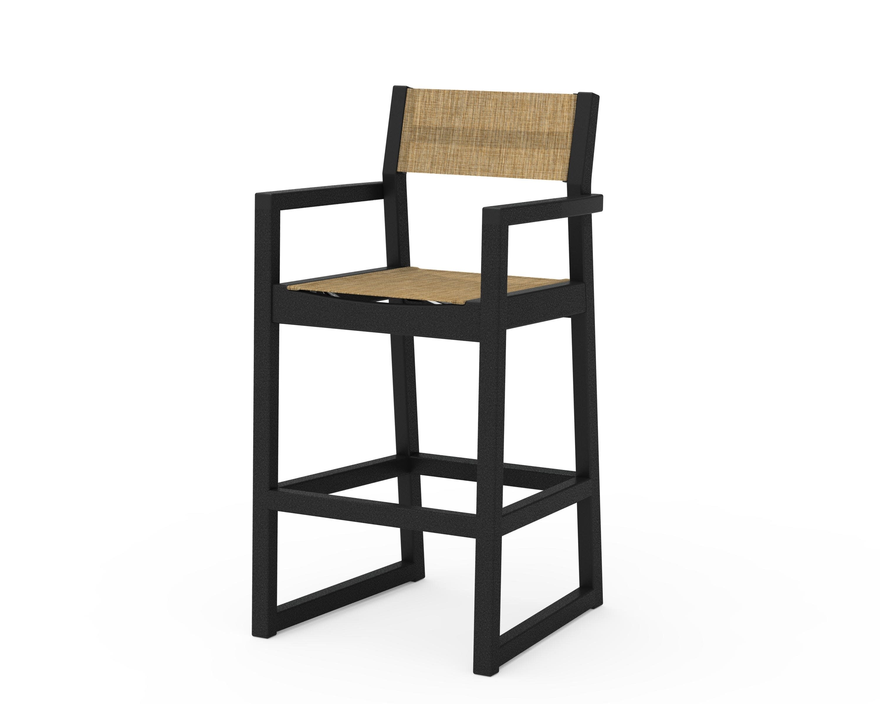 EDGE Sling Bar Arm Chair in Black / Burlap Sling
