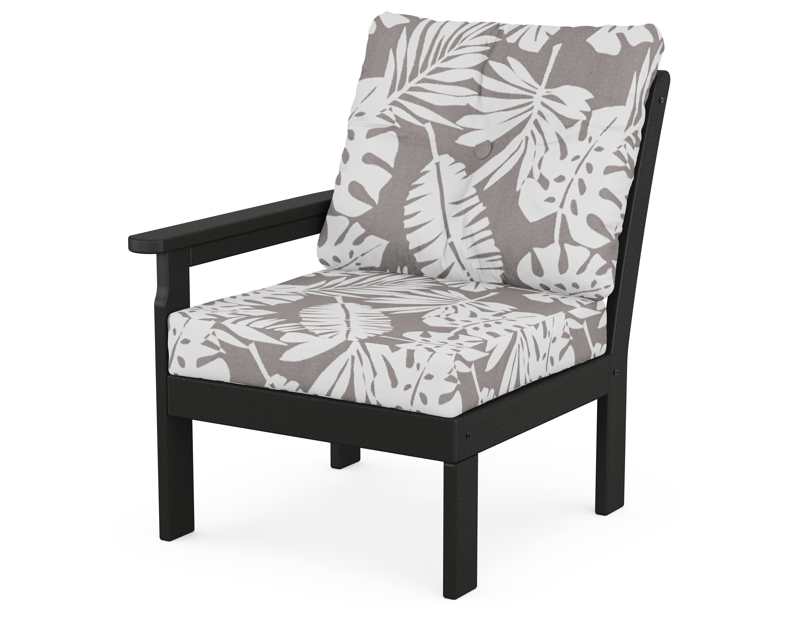 Vineyard Modular Left Arm Chair in Black / Leaf Grey Mist