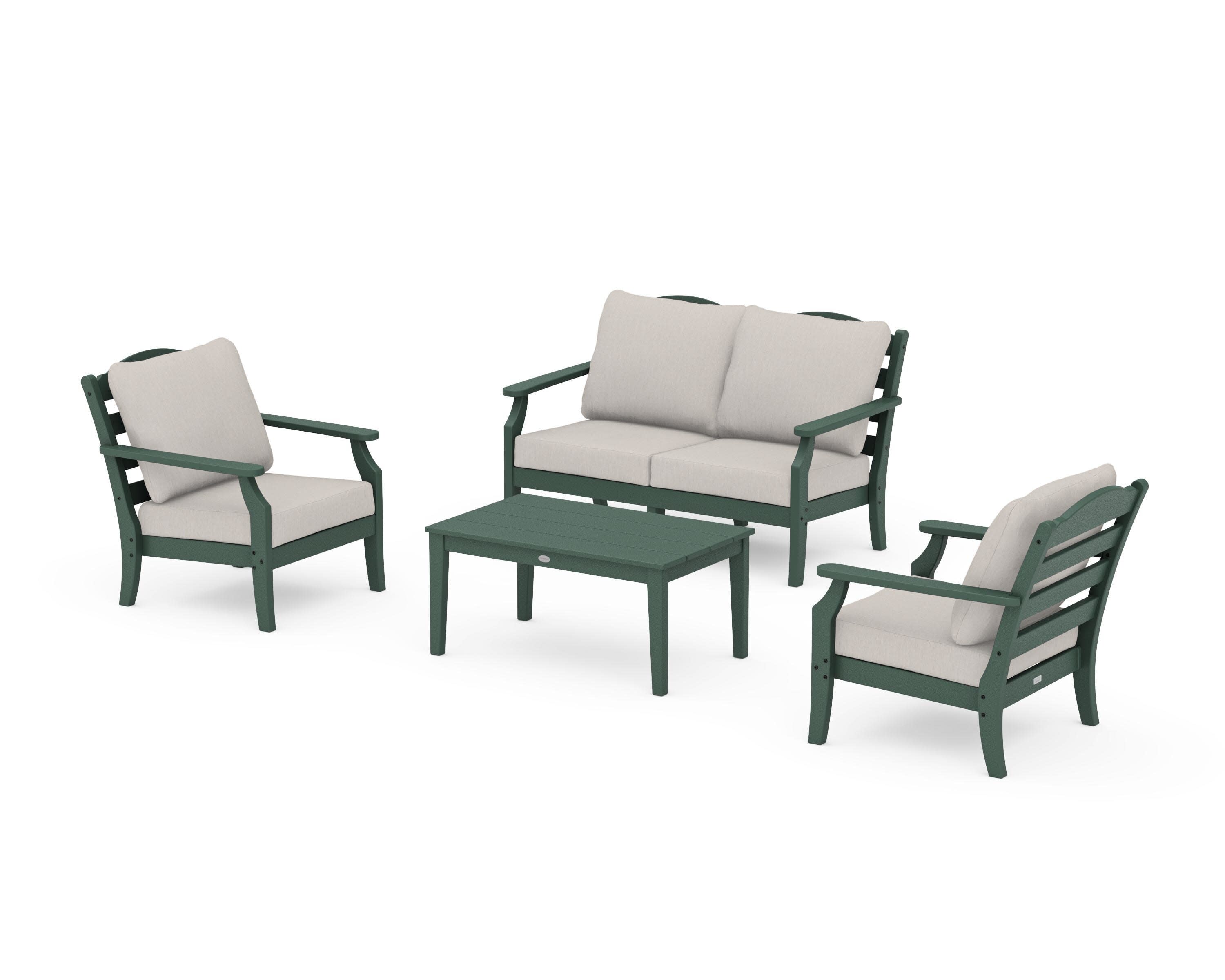 Savannah 4-Piece Deep Seating Set with Loveseat in Green / Cast Ash
