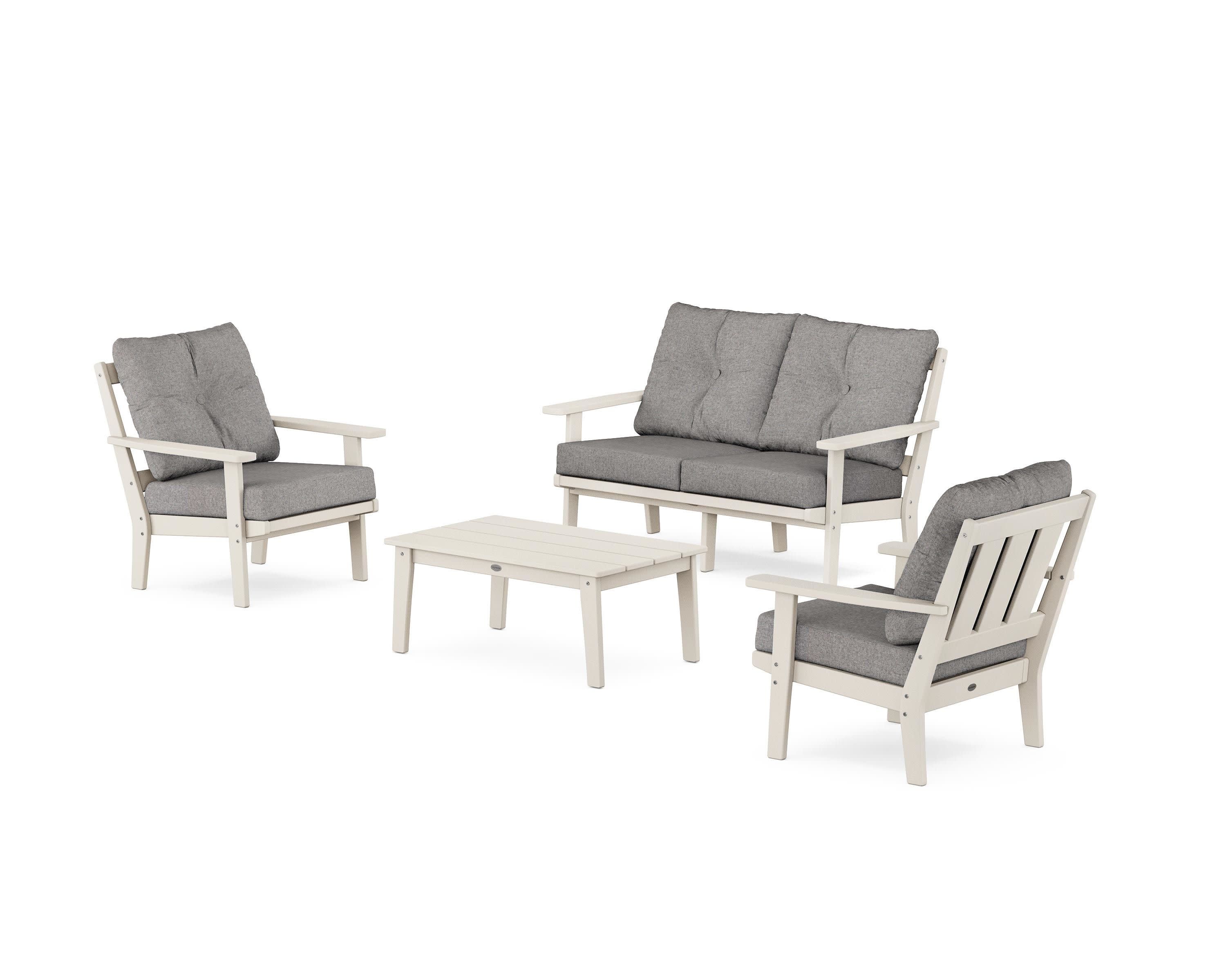 Oxford 4-Piece Deep Seating Set with Loveseat in Sand / Grey Mist