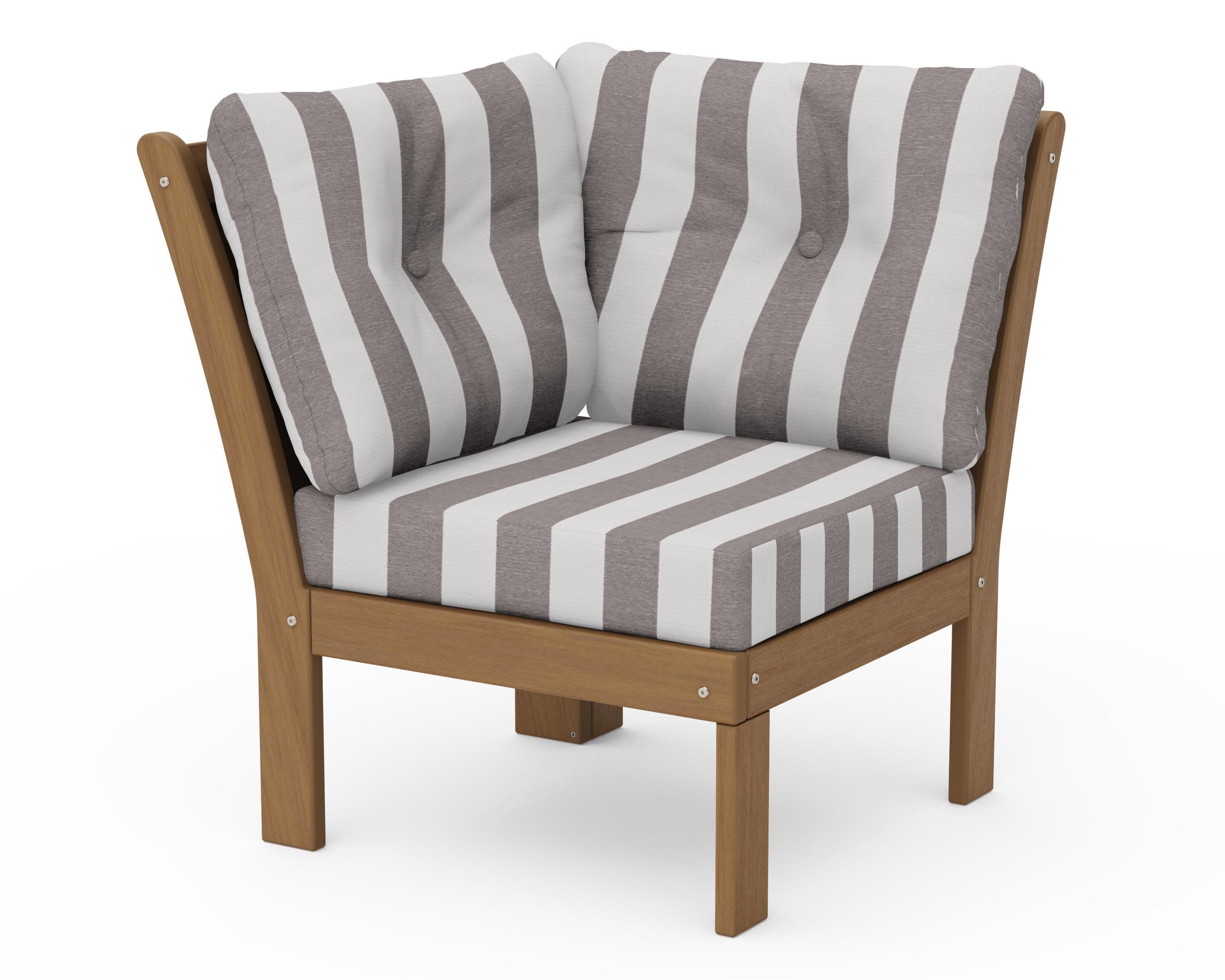 Vineyard Modular Corner Chair in Natural / Cabana Stripe Grey Mist
