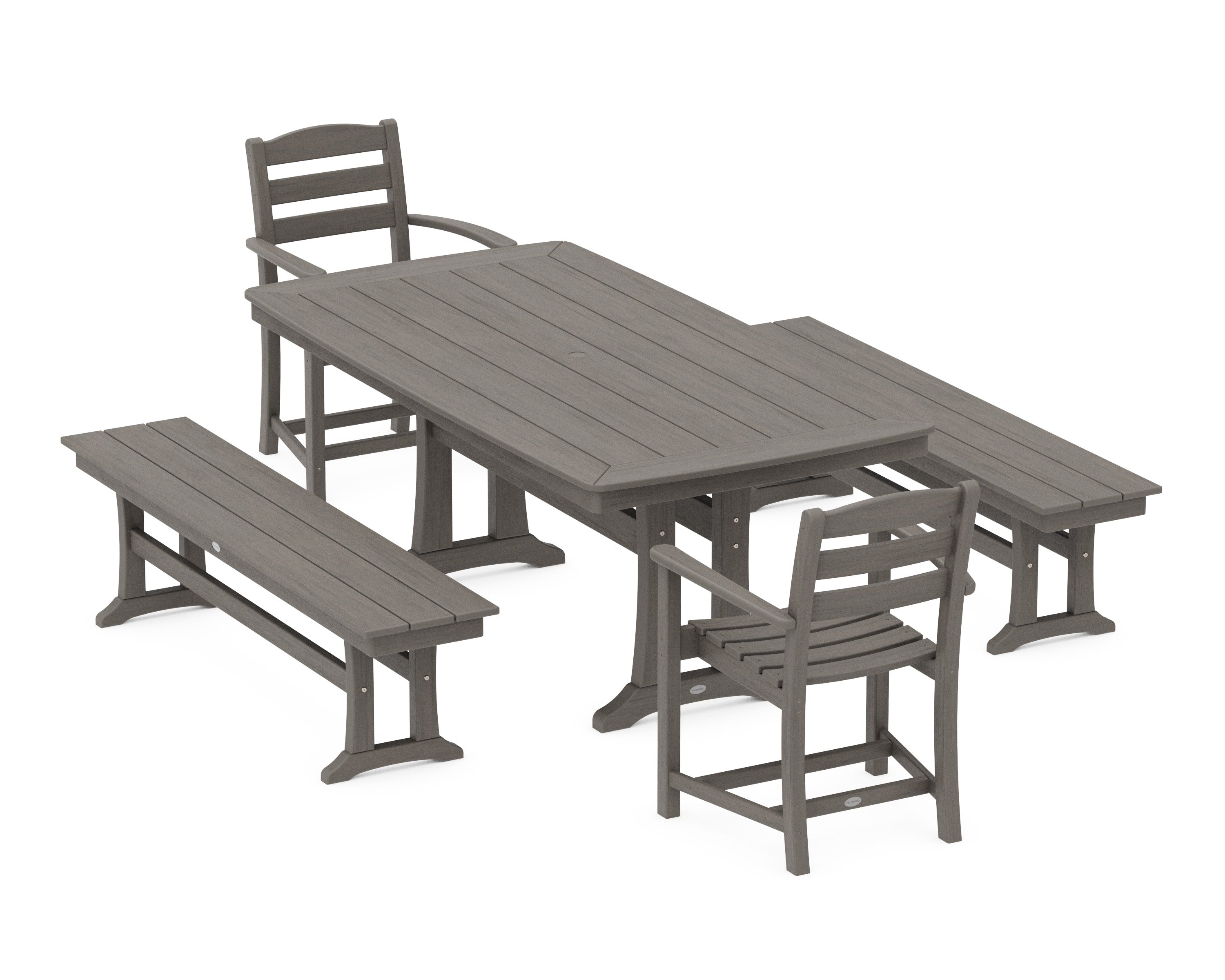 La Casa Cafe 5-Piece Dining Set with Trestle Legs in Driftwood