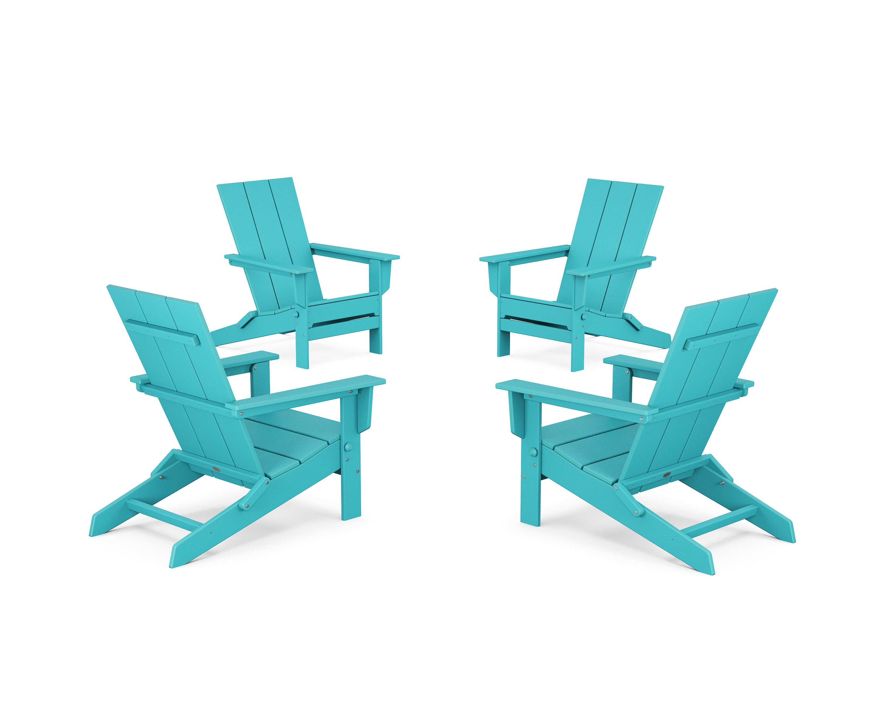 4-Piece Modern Studio Folding Adirondack Chair Conversation Set in Aruba