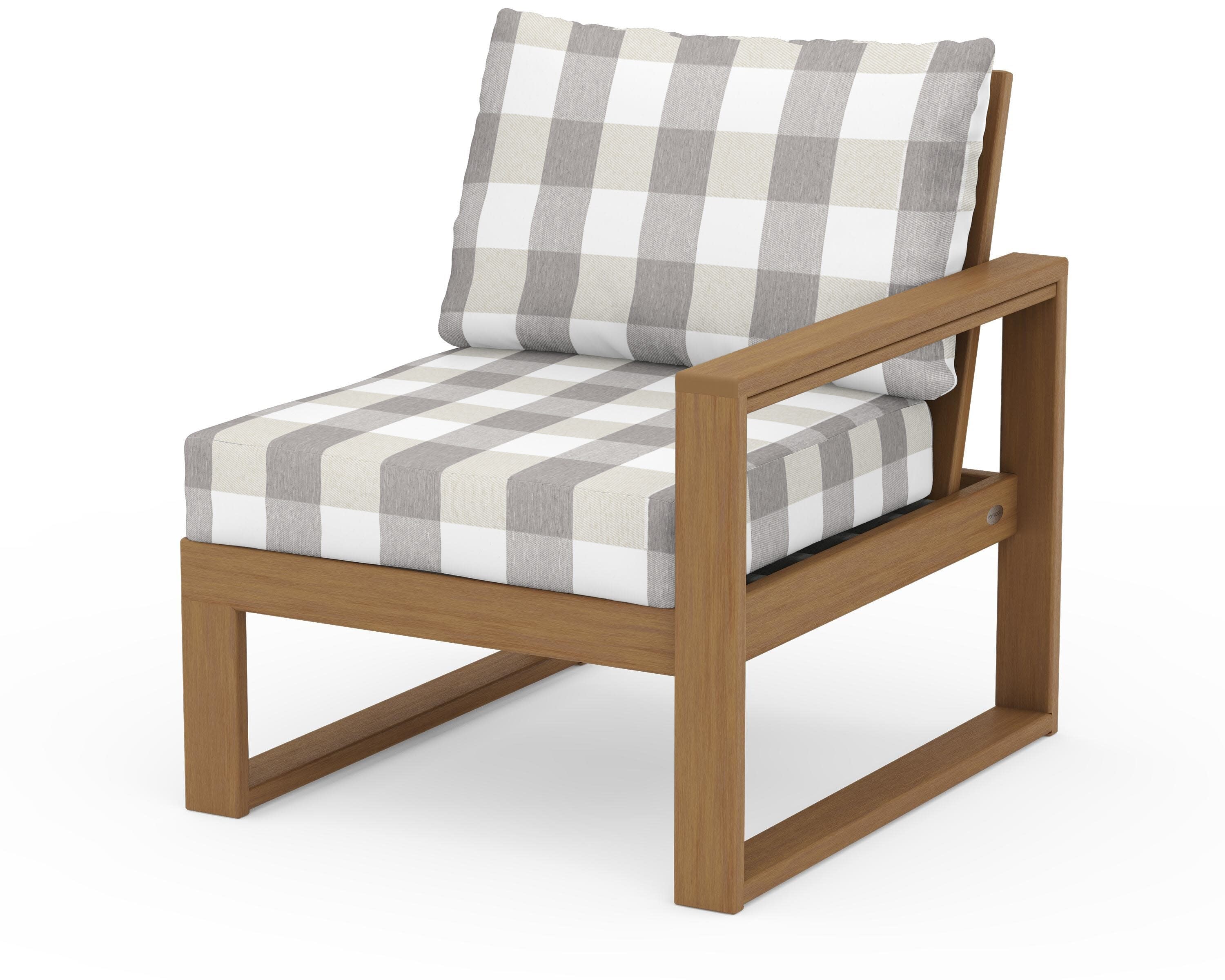 EDGE Modular Right Arm Chair in Natural / Buffalo Plaid Grey Mist