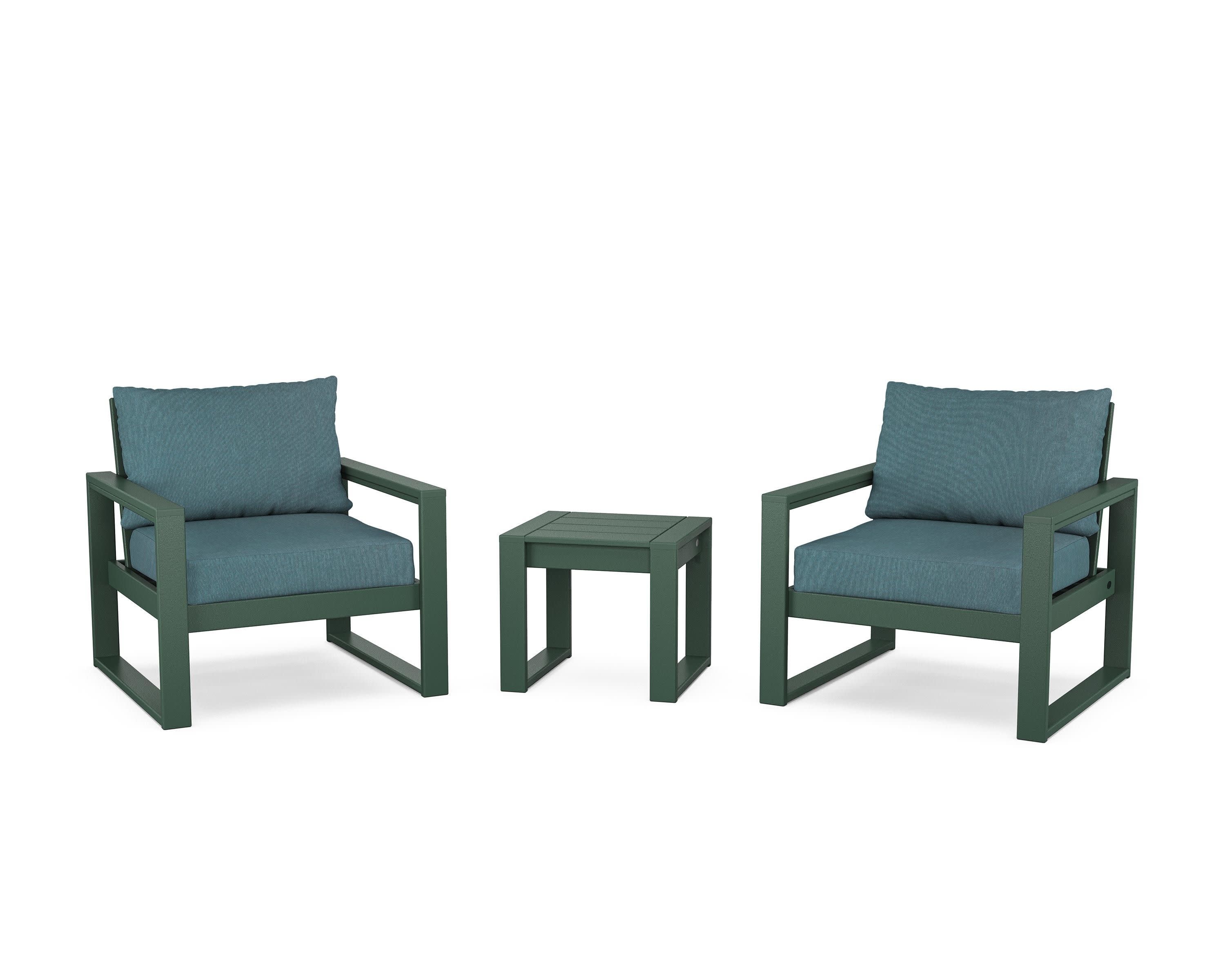 EDGE Sectional 3-Piece Deep Seating Set in Green / Ocean Teal