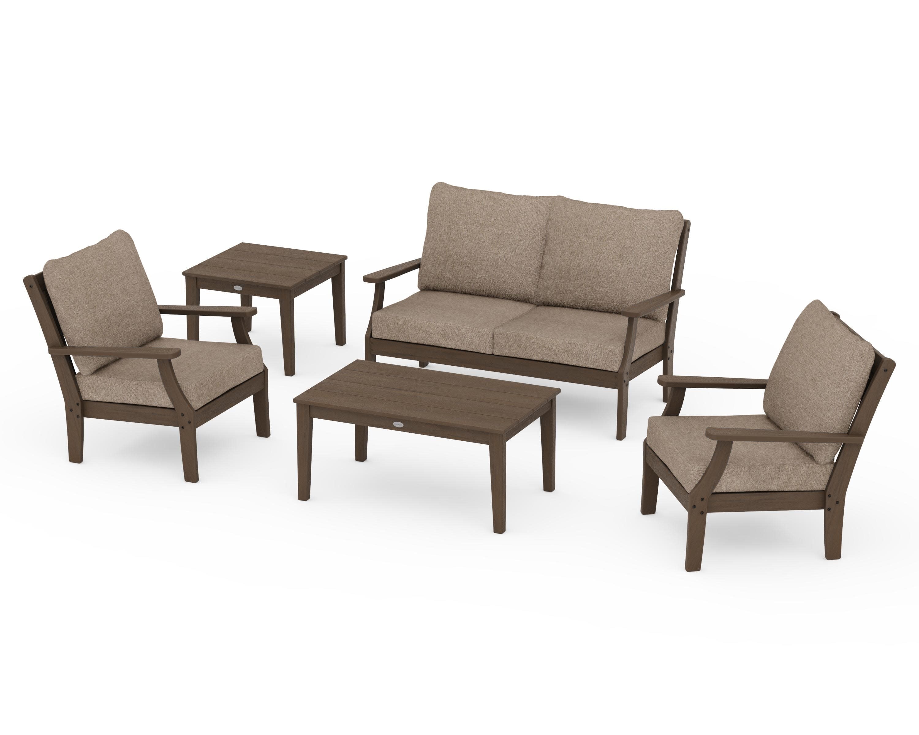 Braxton 5-Piece Deep Seating Set in Kona / Spiced Burlap