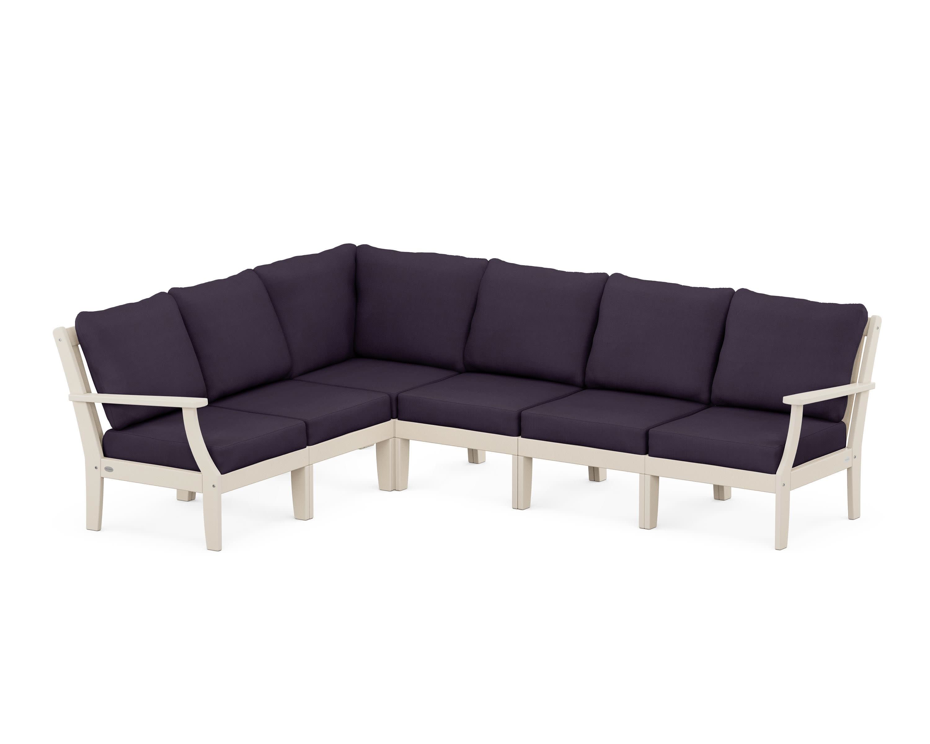 Braxton Modular 6-Piece Deep Seating Set in Sand / Navy Linen