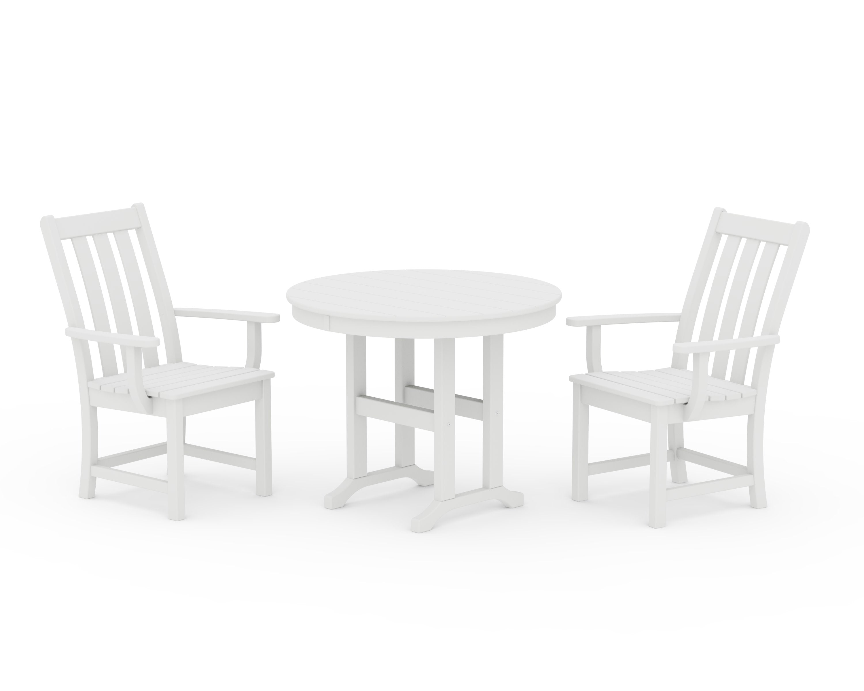 Vineyard 3-Piece Round Dining Set in White