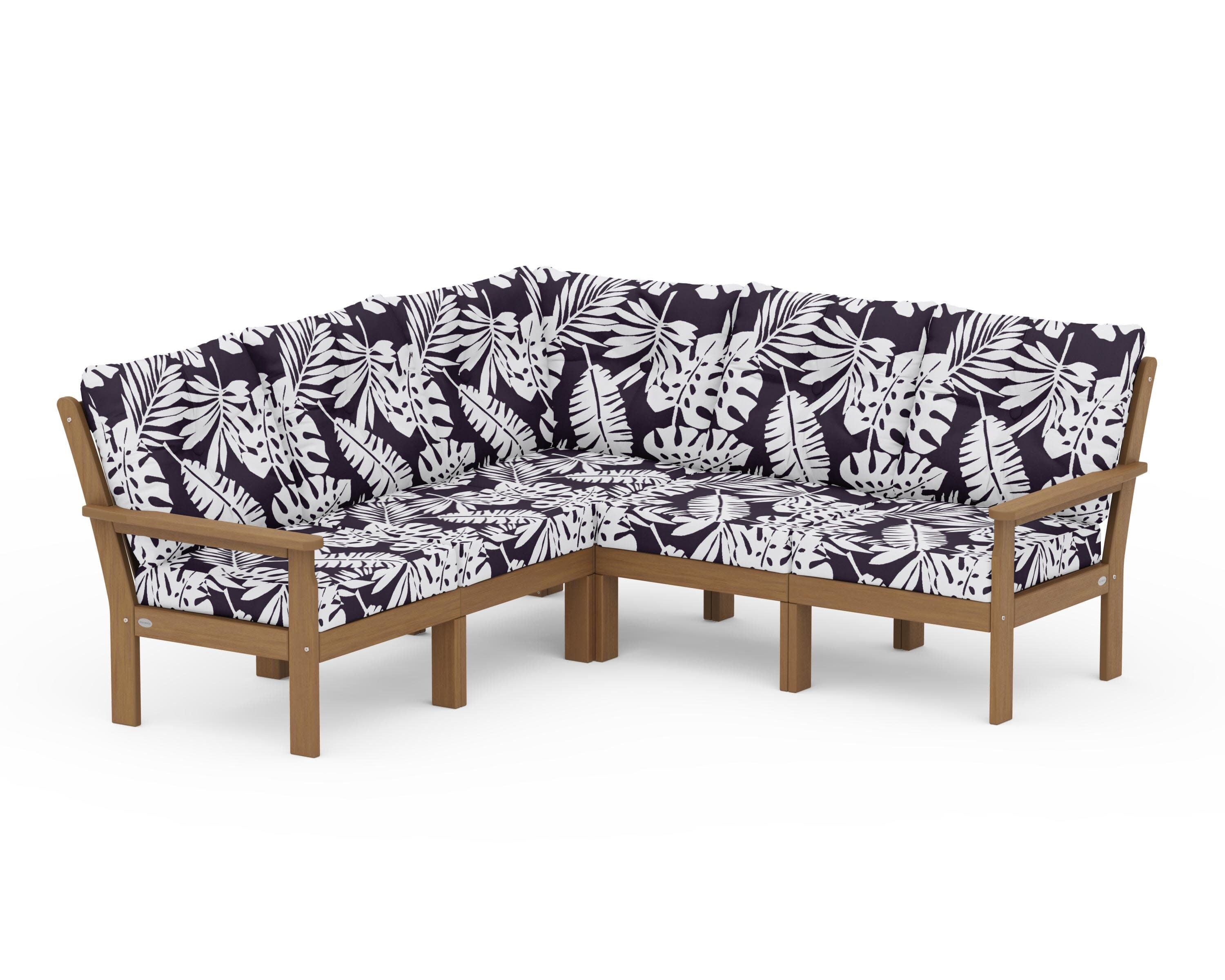 Vineyard 5-Piece Sectional in Natural / Leaf Navy