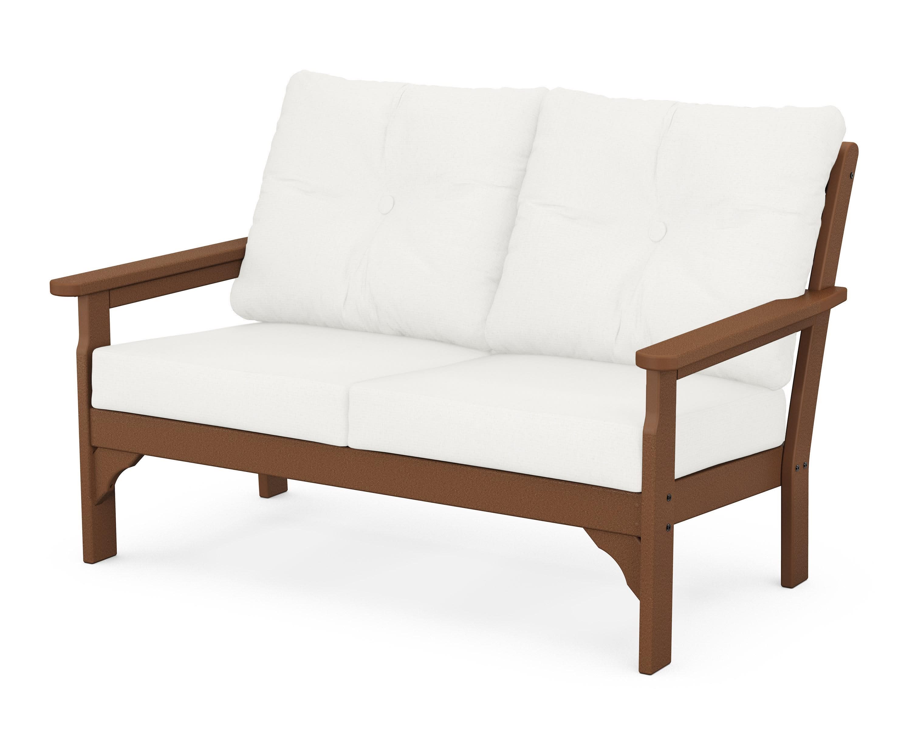Vineyard Deep Seating Loveseat in Teak / Natural Linen