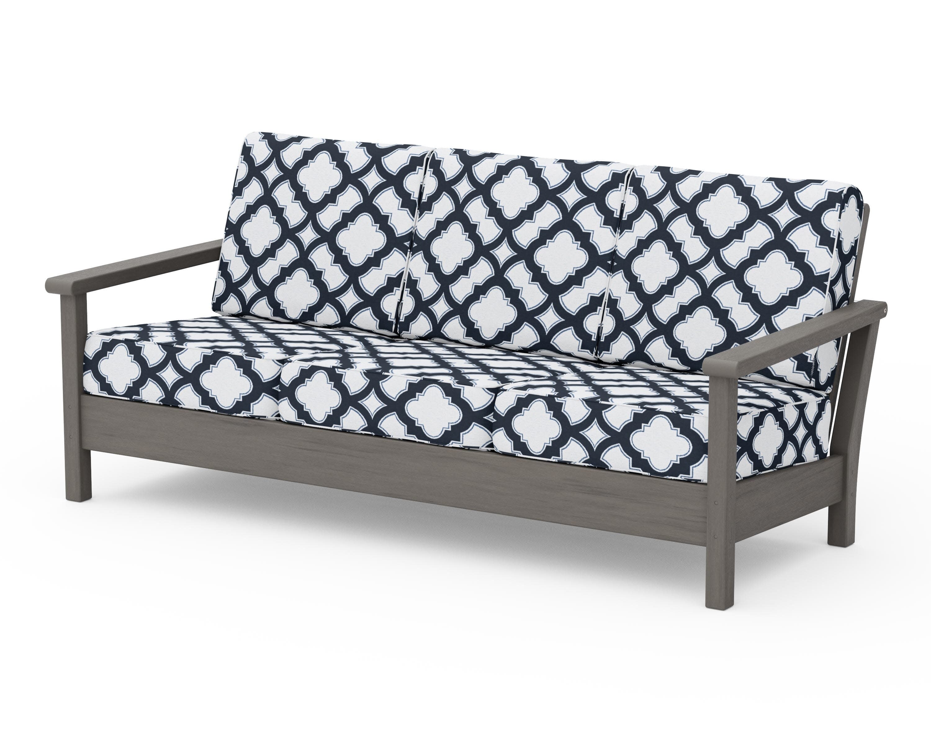 Harbour Deep Seating Sofa in Driftwood / Trellis Marine Indigo