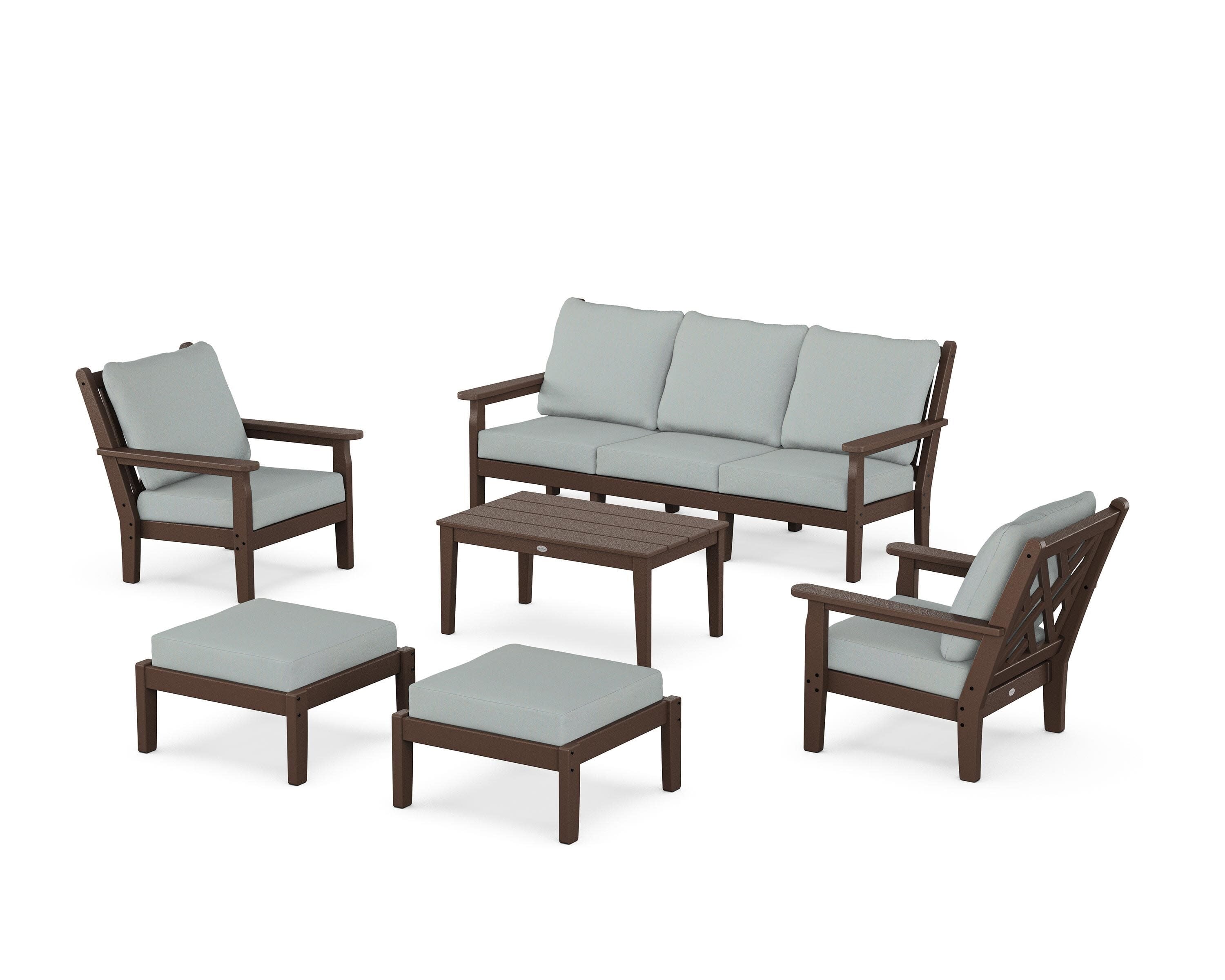 Chippendale 6-Piece Lounge Sofa Set in Mahogany / Spa