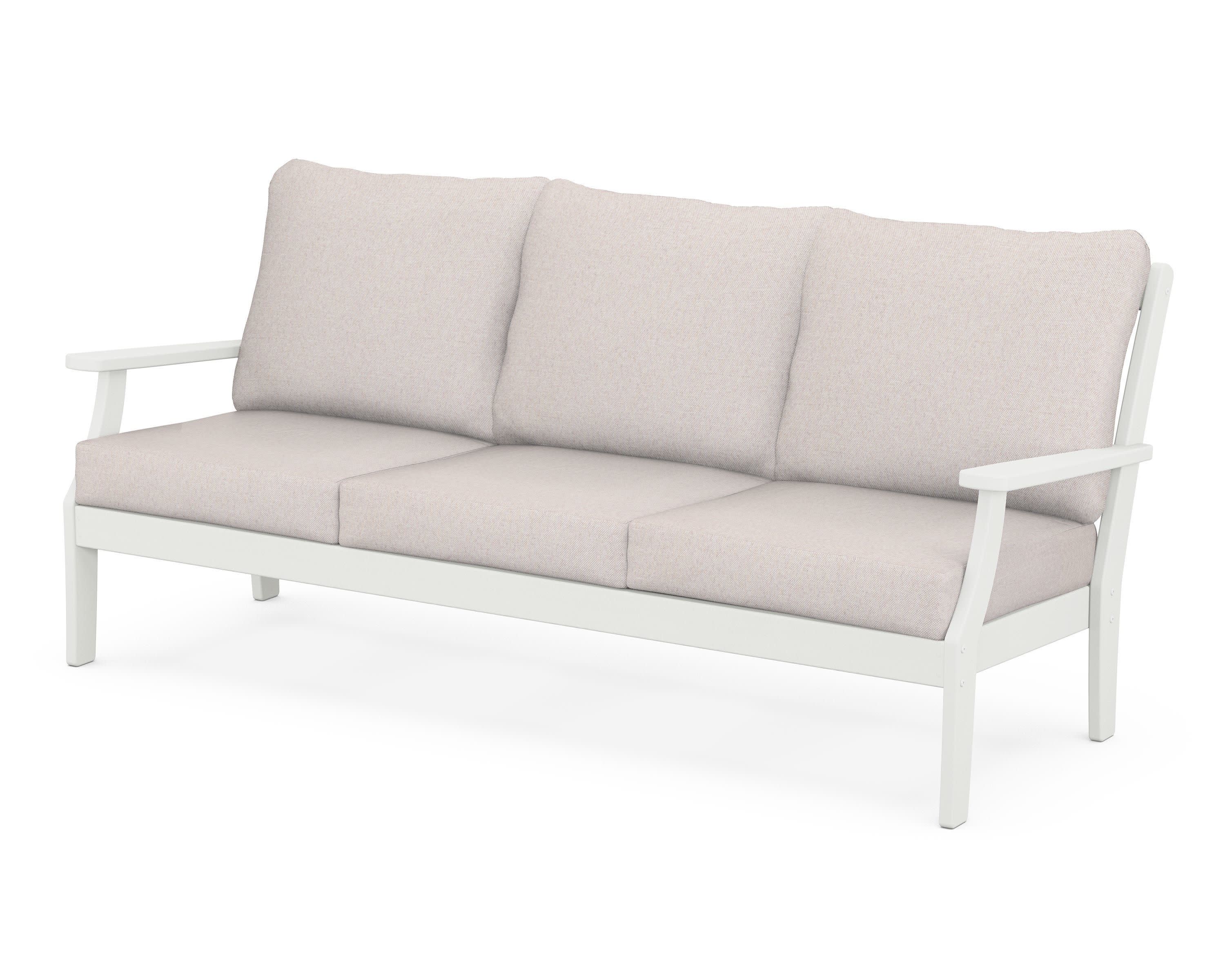 Braxton Deep Seating Sofa in Vintage White / Dune Burlap
