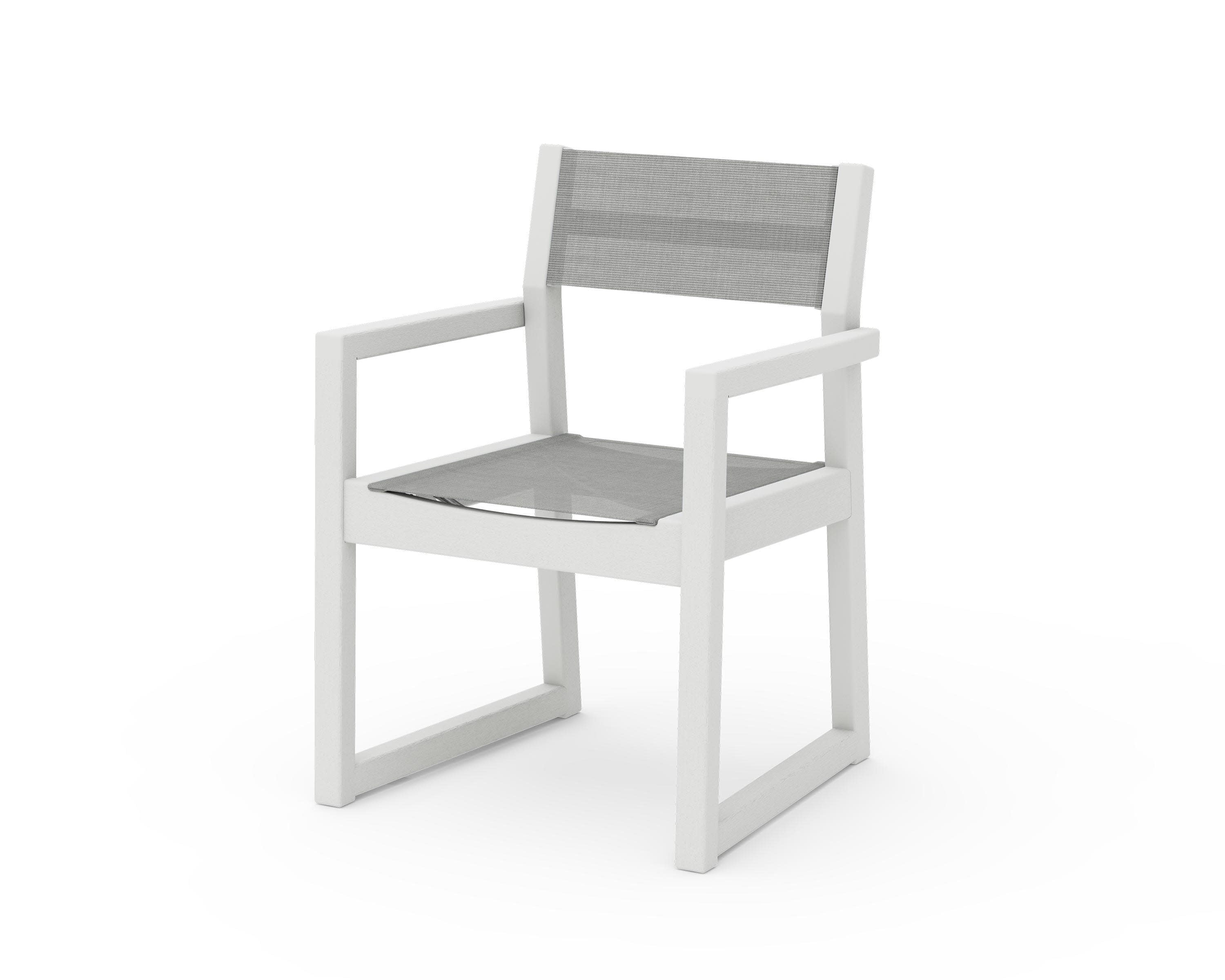 EDGE Sling Dining Arm Chair in Vintage White / Metallic Sling