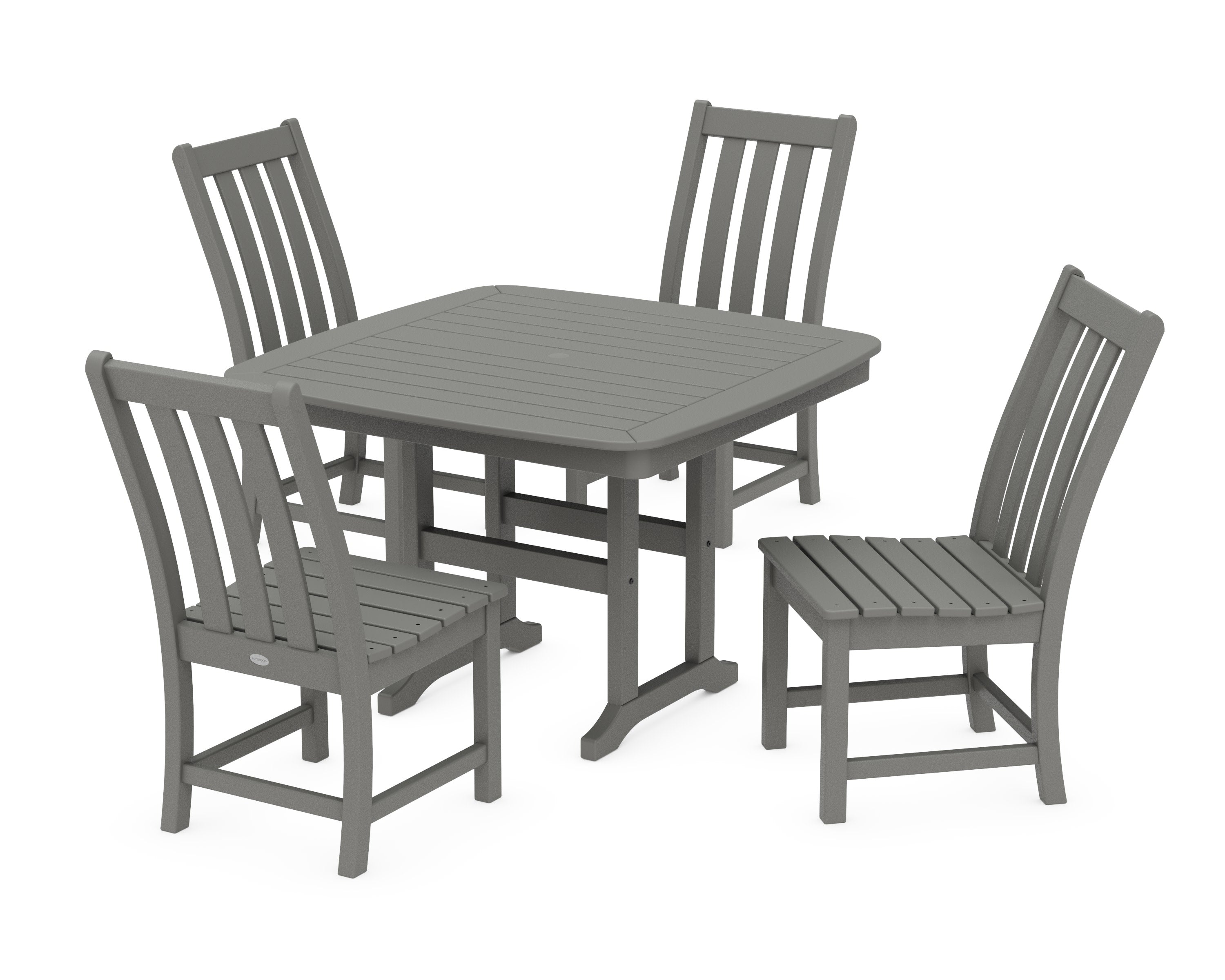 Vineyard Side Chair 5-Piece Dining Set with Trestle Legs in Slate Grey