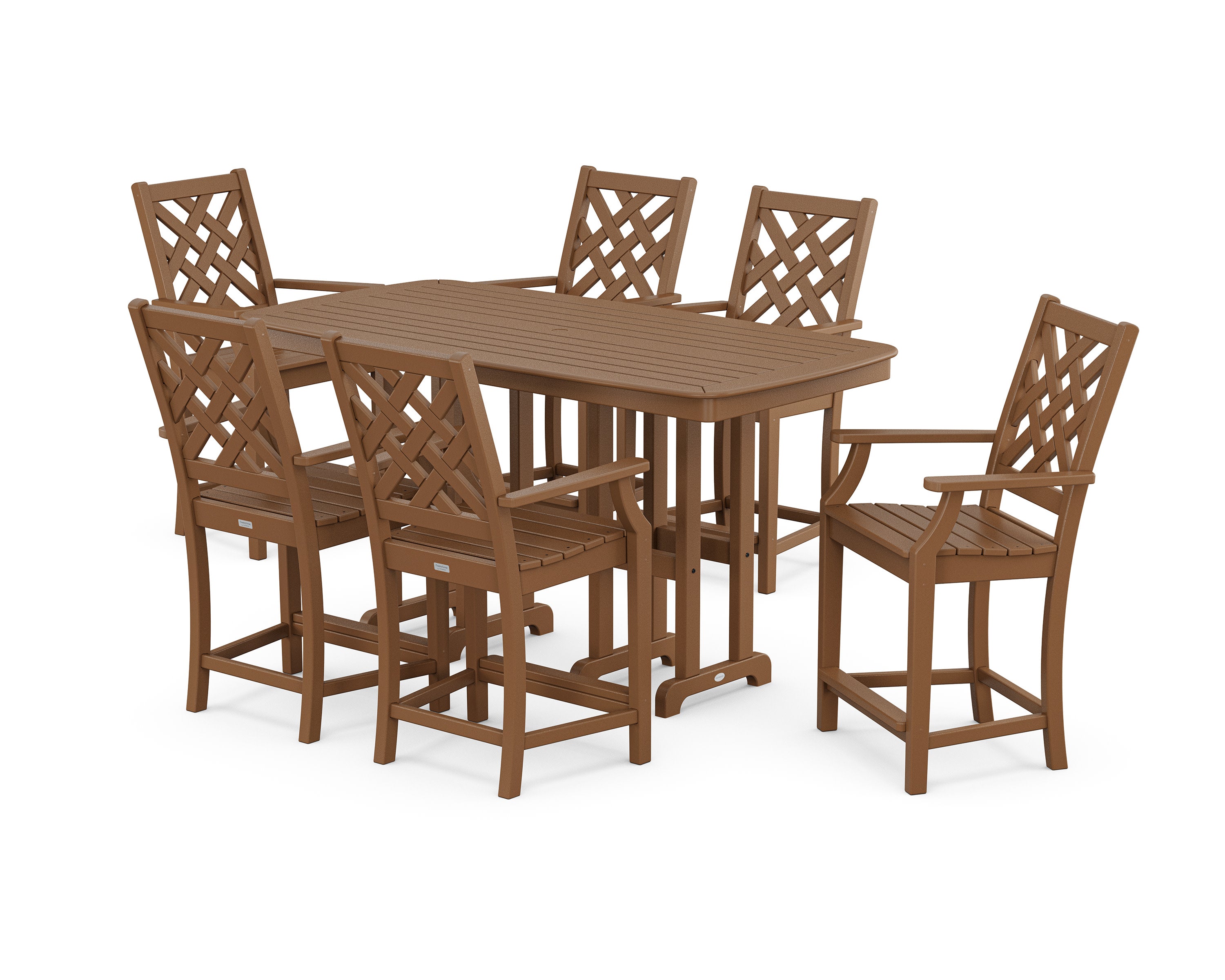 Wovendale Arm Chair 7-Piece Counter Set in Teak